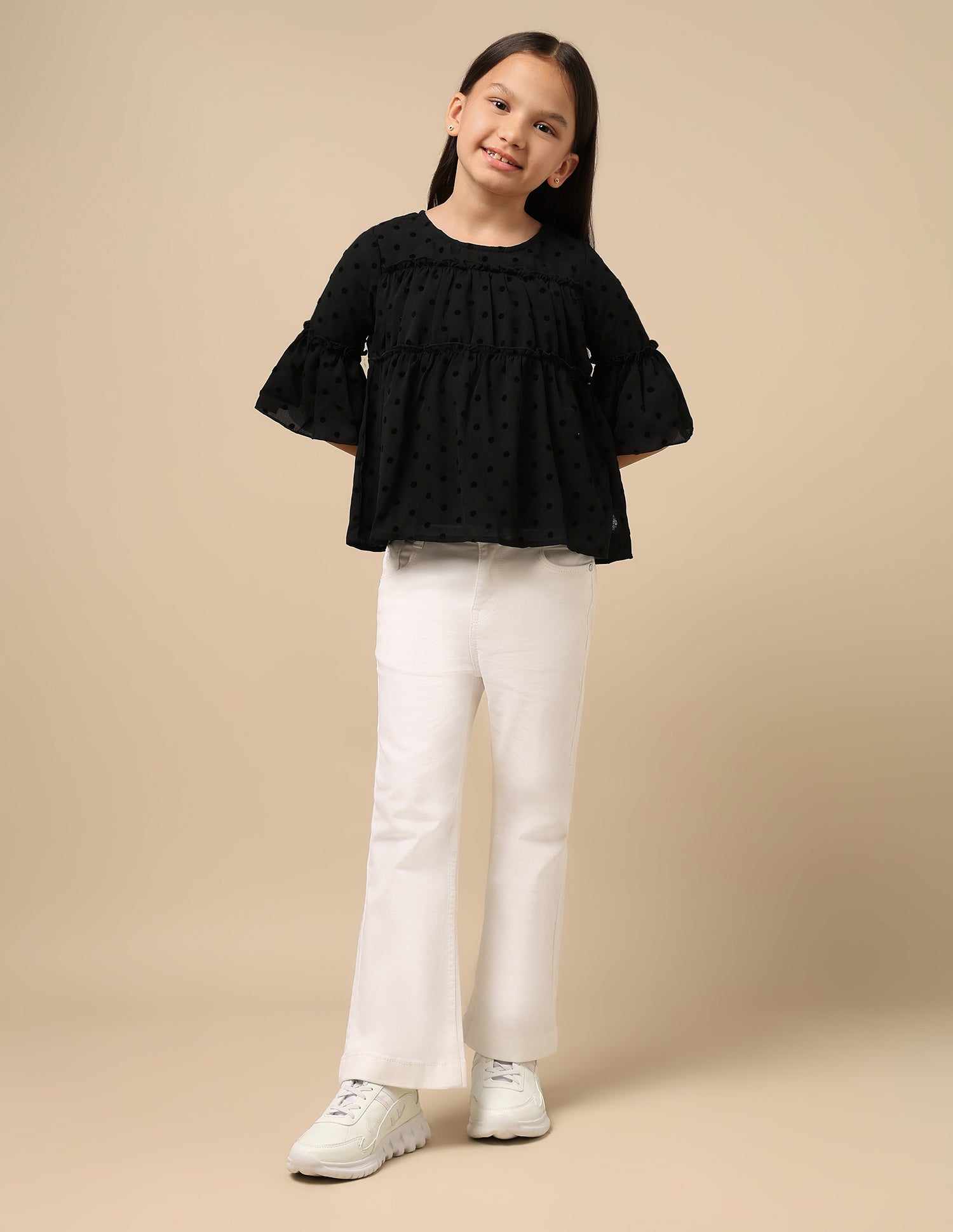 Polka Dot Tiered Top Black - U.S. POLO ASSN. | Large