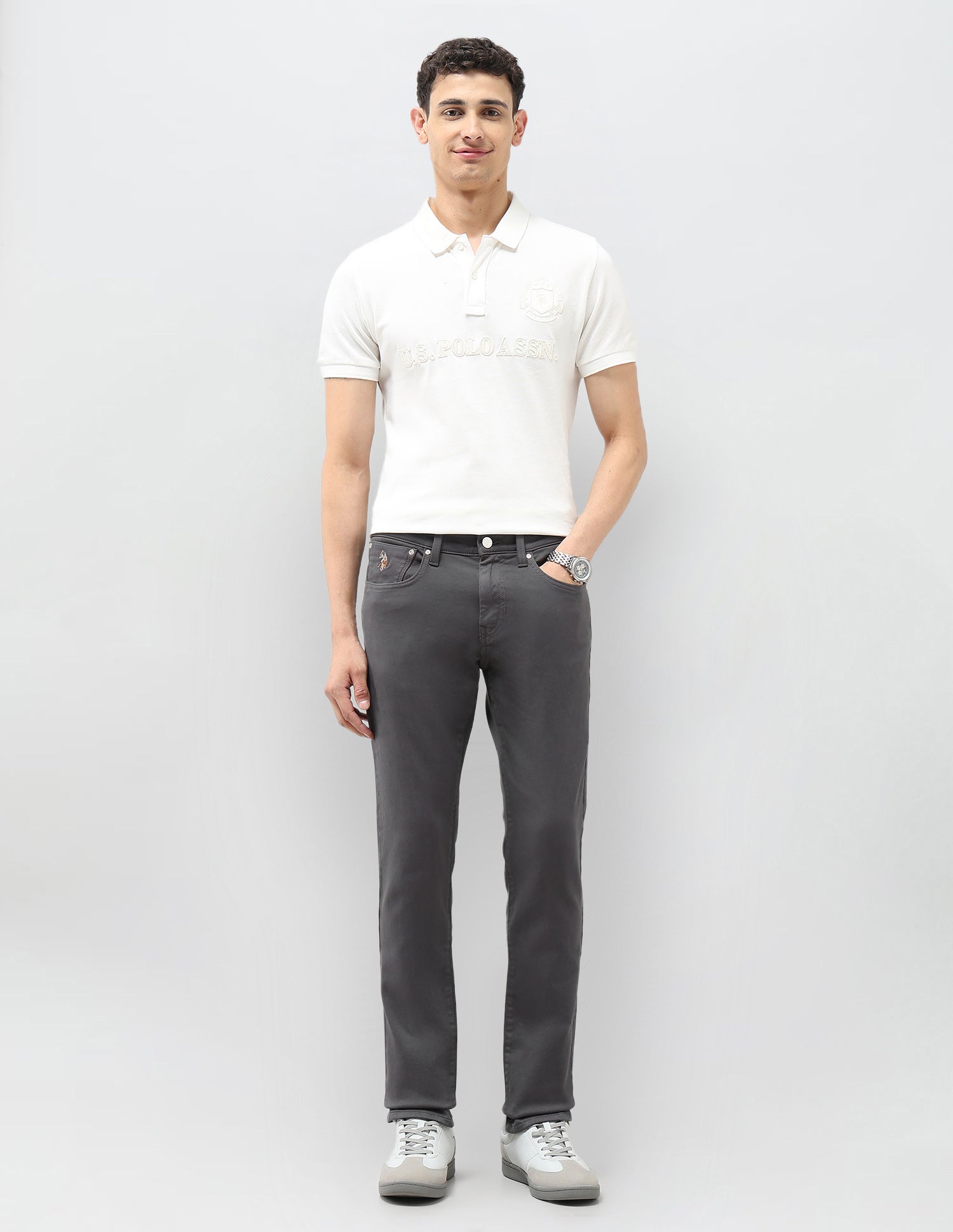 Brandon Slim Tapered Fit Color Denim Jeans Dark Grey - U.S. POLO ASSN. | Large