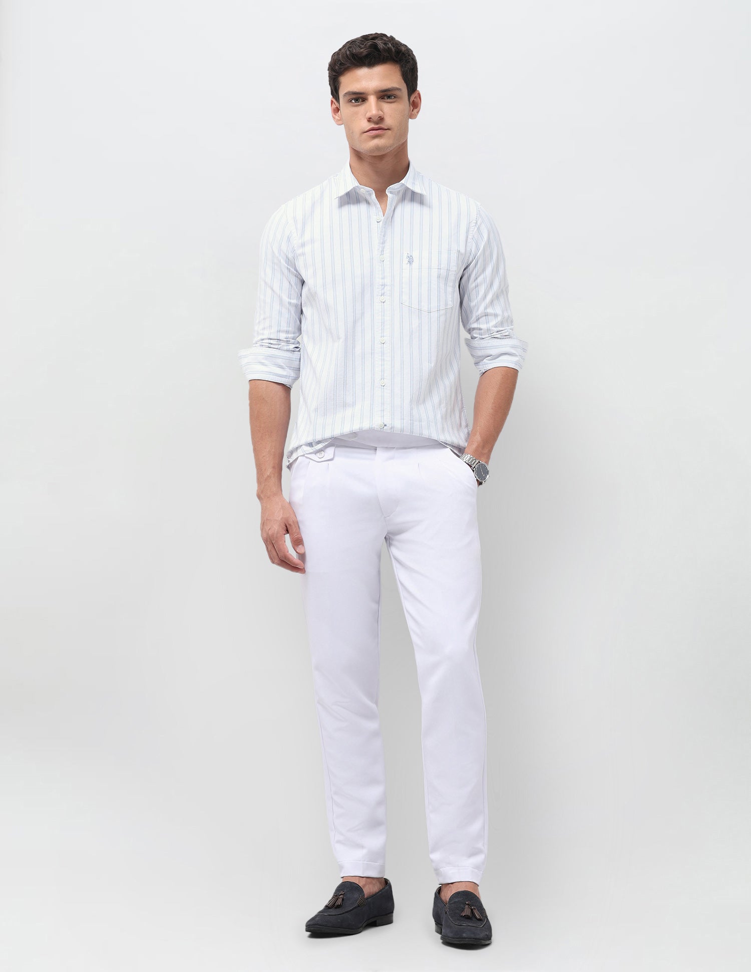 Vertical Striped Oxford Shirt Blue - U.S. Polo Assn. India | Large