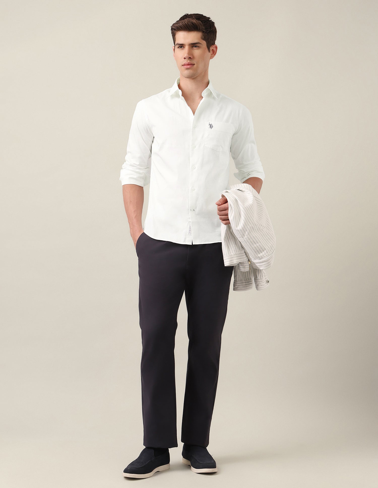 Twill Tailored Fit Shirt White - U.S. Polo Assn. India | Large