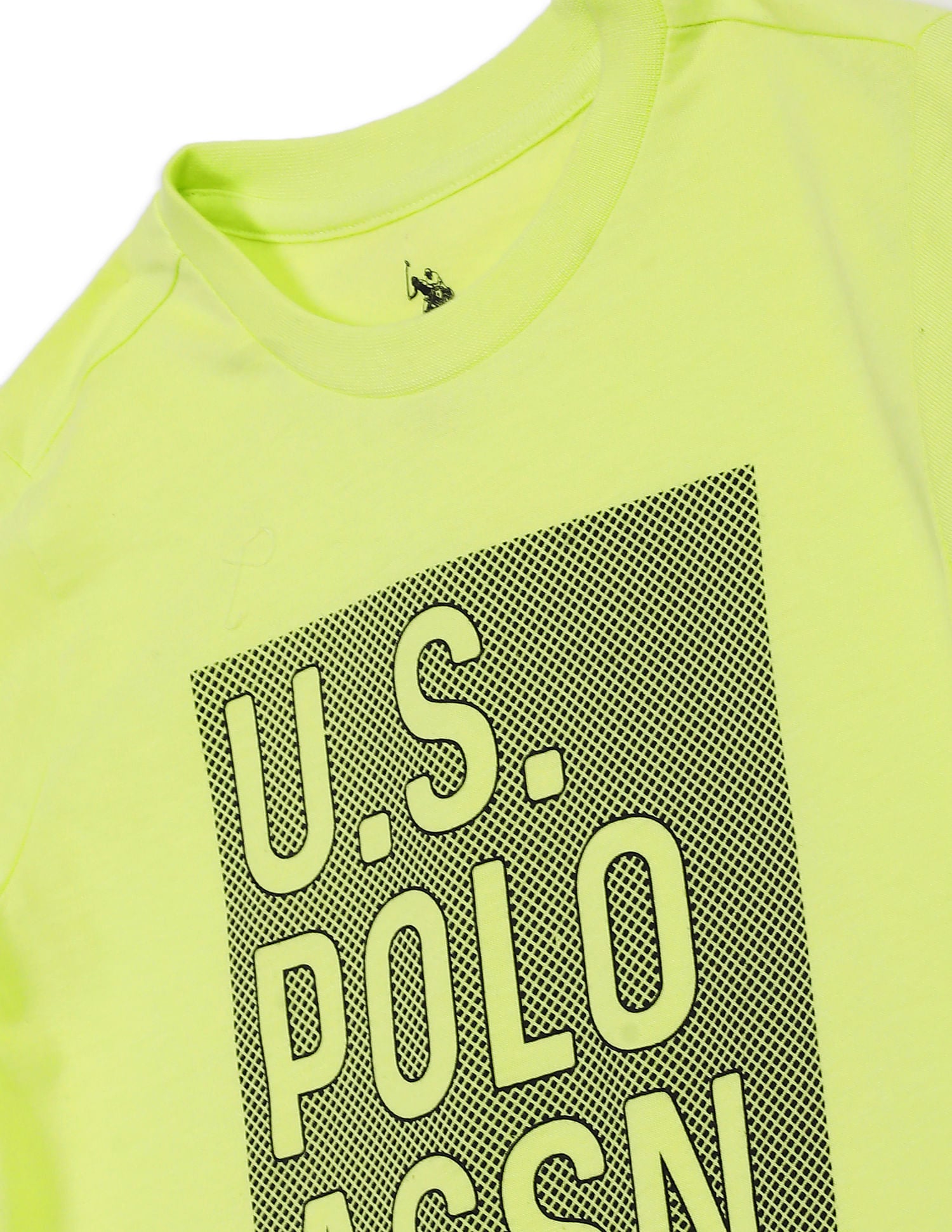 Crew Neck Brand Print T-Shirt Neon Green - U.S. POLO ASSN. | Large