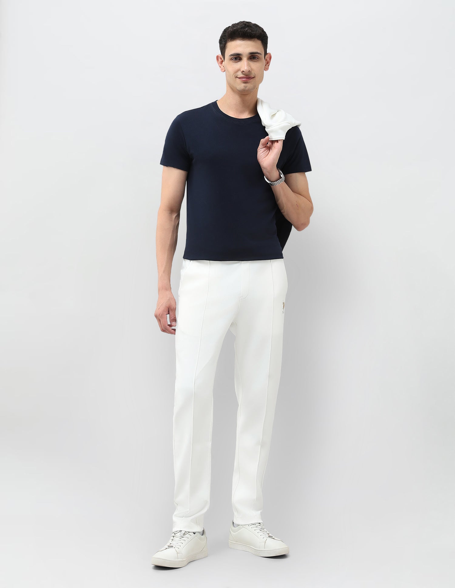 Mid Rise Solid Track Pants Off White - U.S. Polo Assn. India | Large