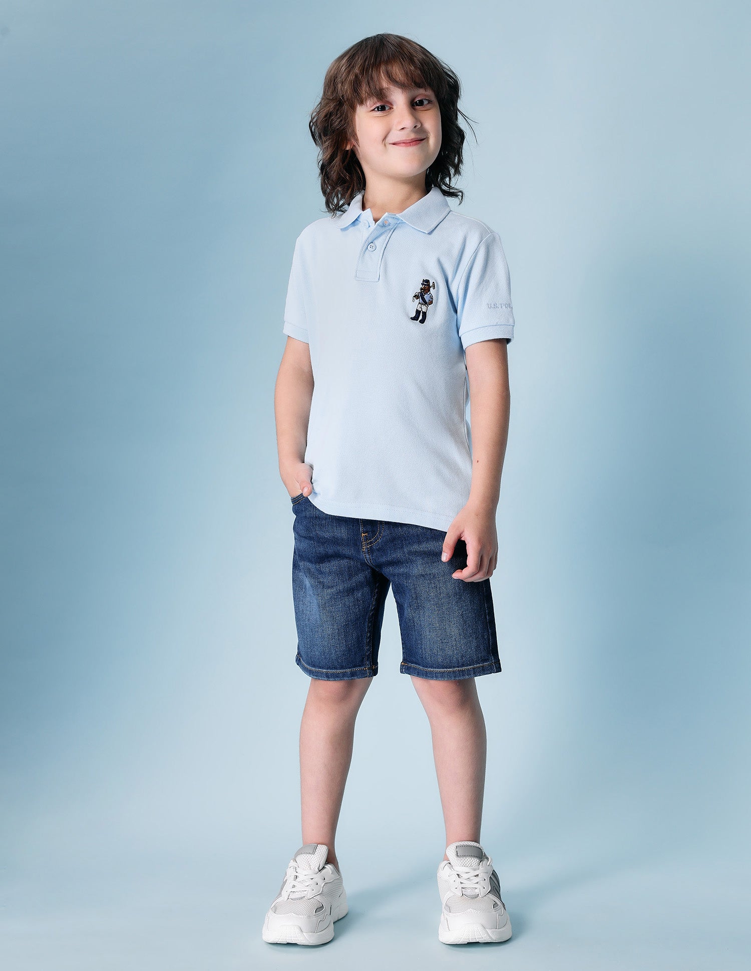Boys Solid Pure Cotton Polo Shirt Light Blue - U.S. POLO ASSN. | Large
