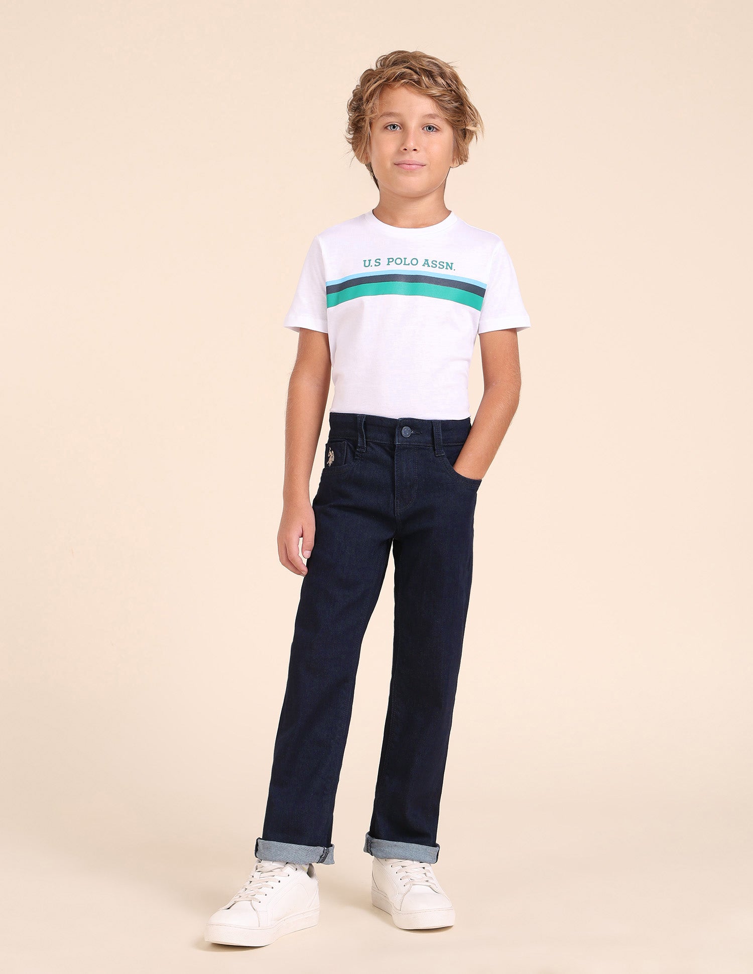 Boys Relaxed Fit Blue Jeans Dark Blue - U.S. POLO ASSN. | Large