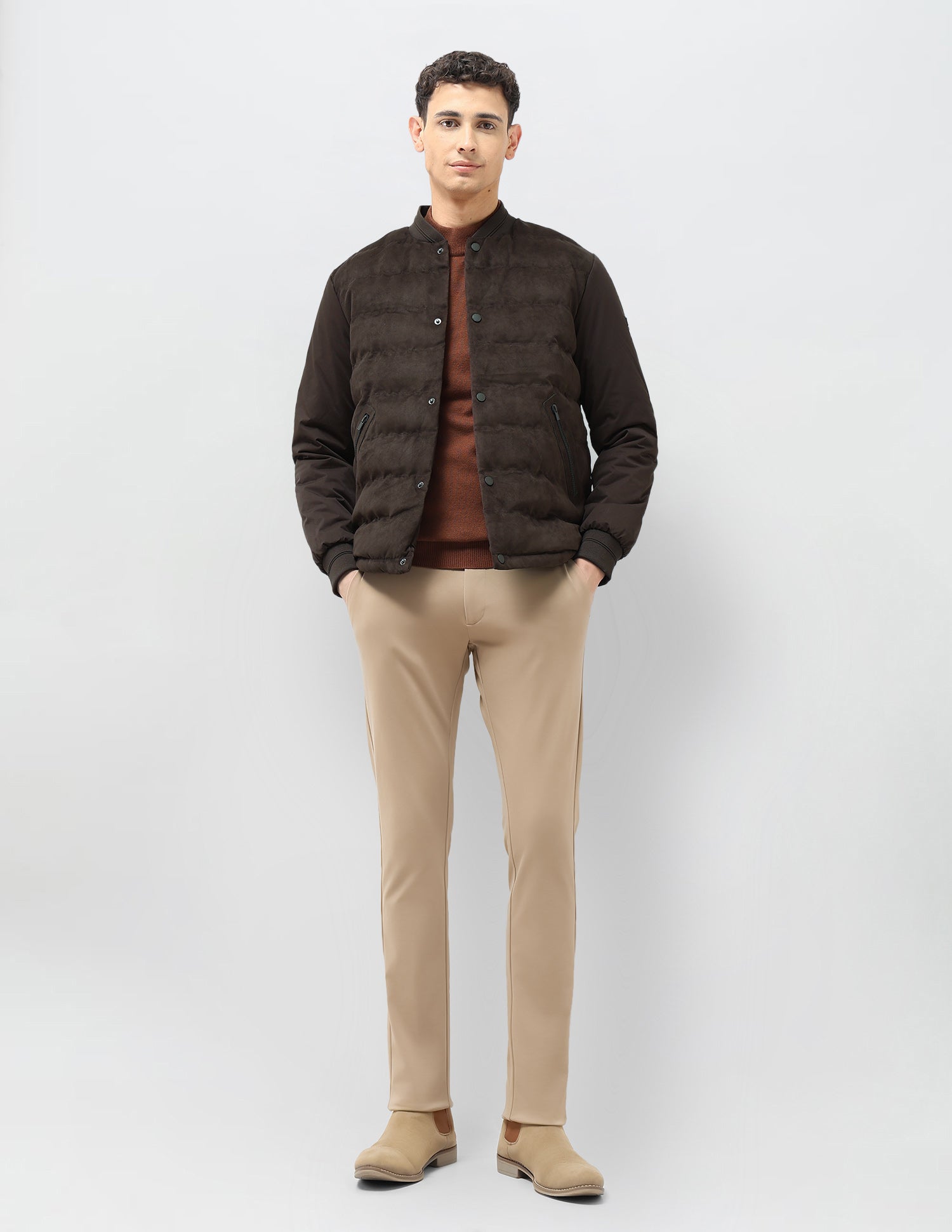 Solid Regular Fit Puffer Jacket Dark Brown - U.S. POLO ASSN. | Large