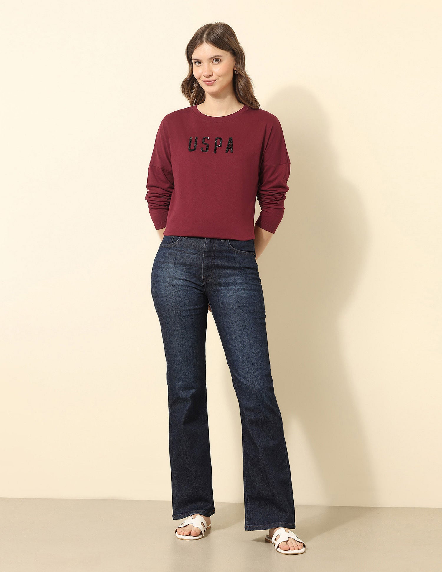 Boxy Fit Brand Embellished T-Shirt Red - U.S. POLO ASSN. | Large