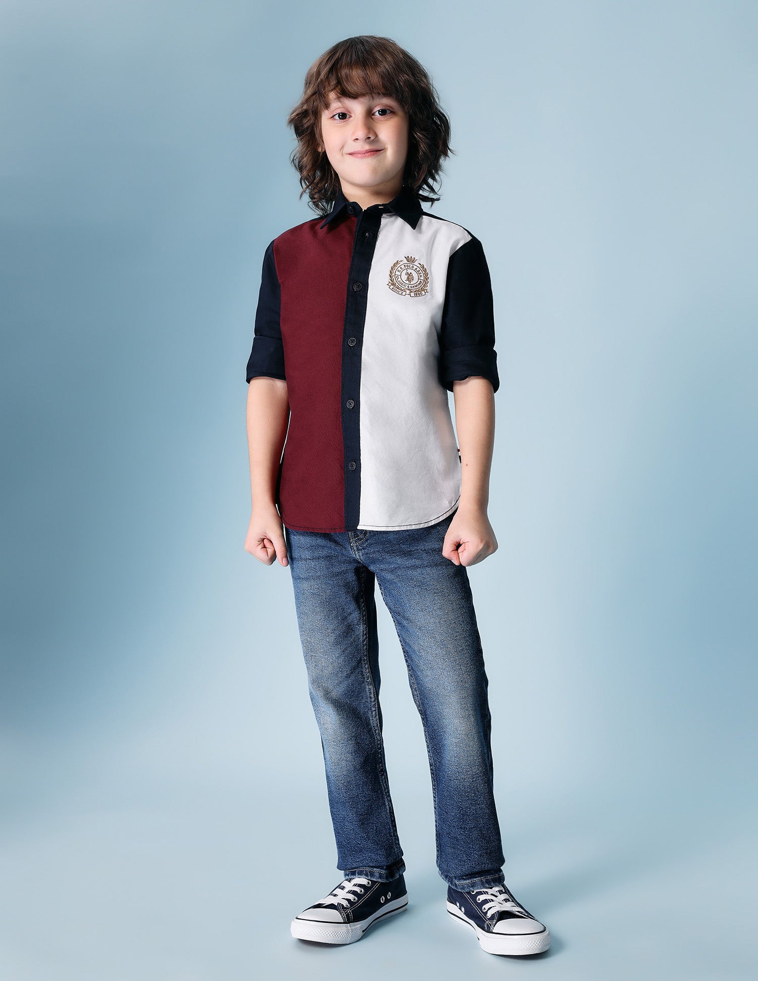 Boys Colorblocked Pure Cotton Shirt Navy - U.S. POLO ASSN. | Large