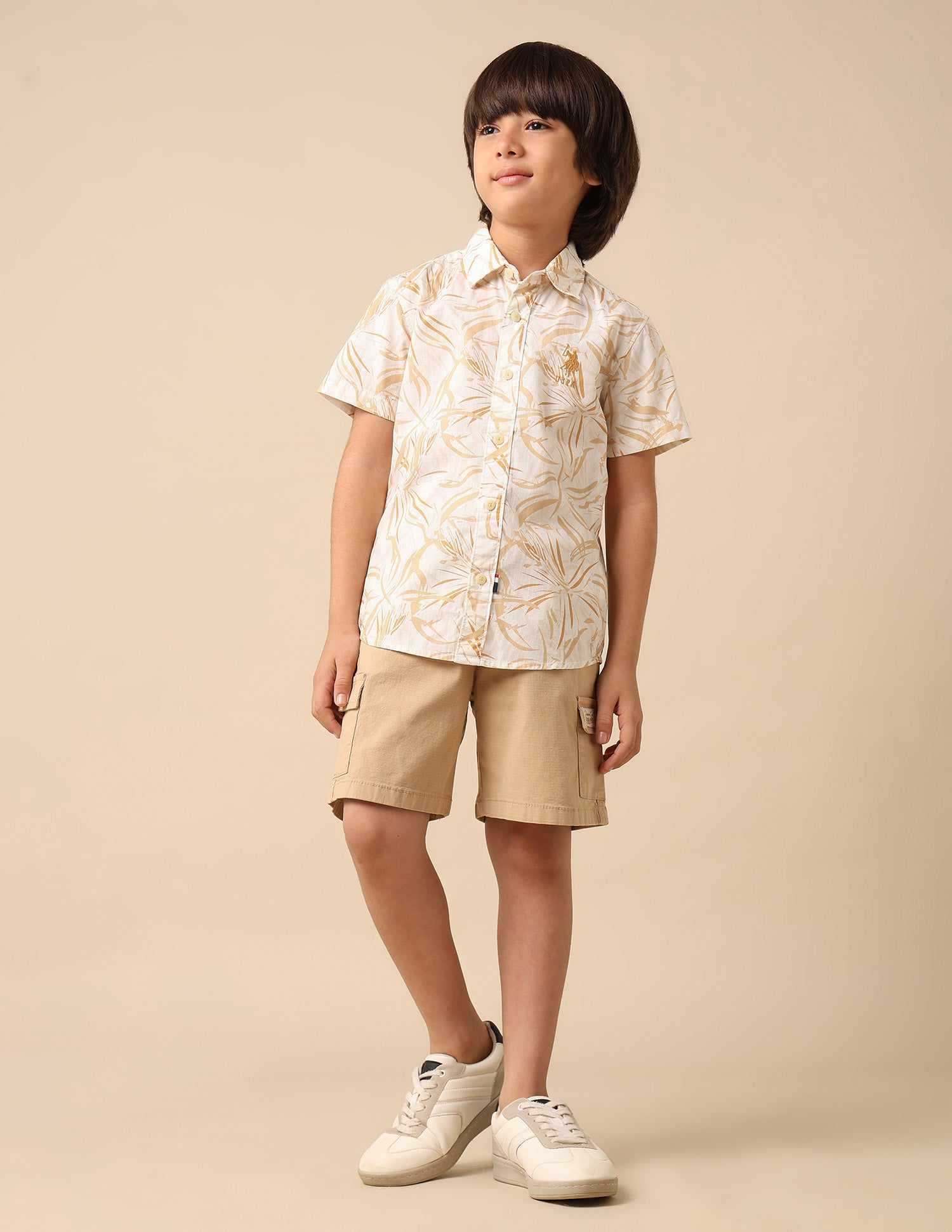 Boys Abstract Printed Pure Cotton Shirt Yellow - U.S. POLO ASSN. | Large
