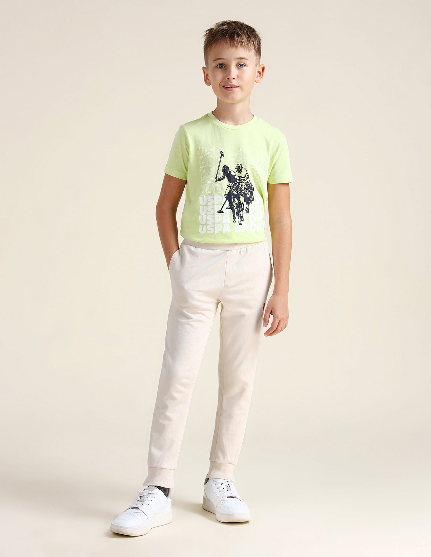 Boys Brand Printed Joggers Nude - U.S. POLO ASSN. | Large