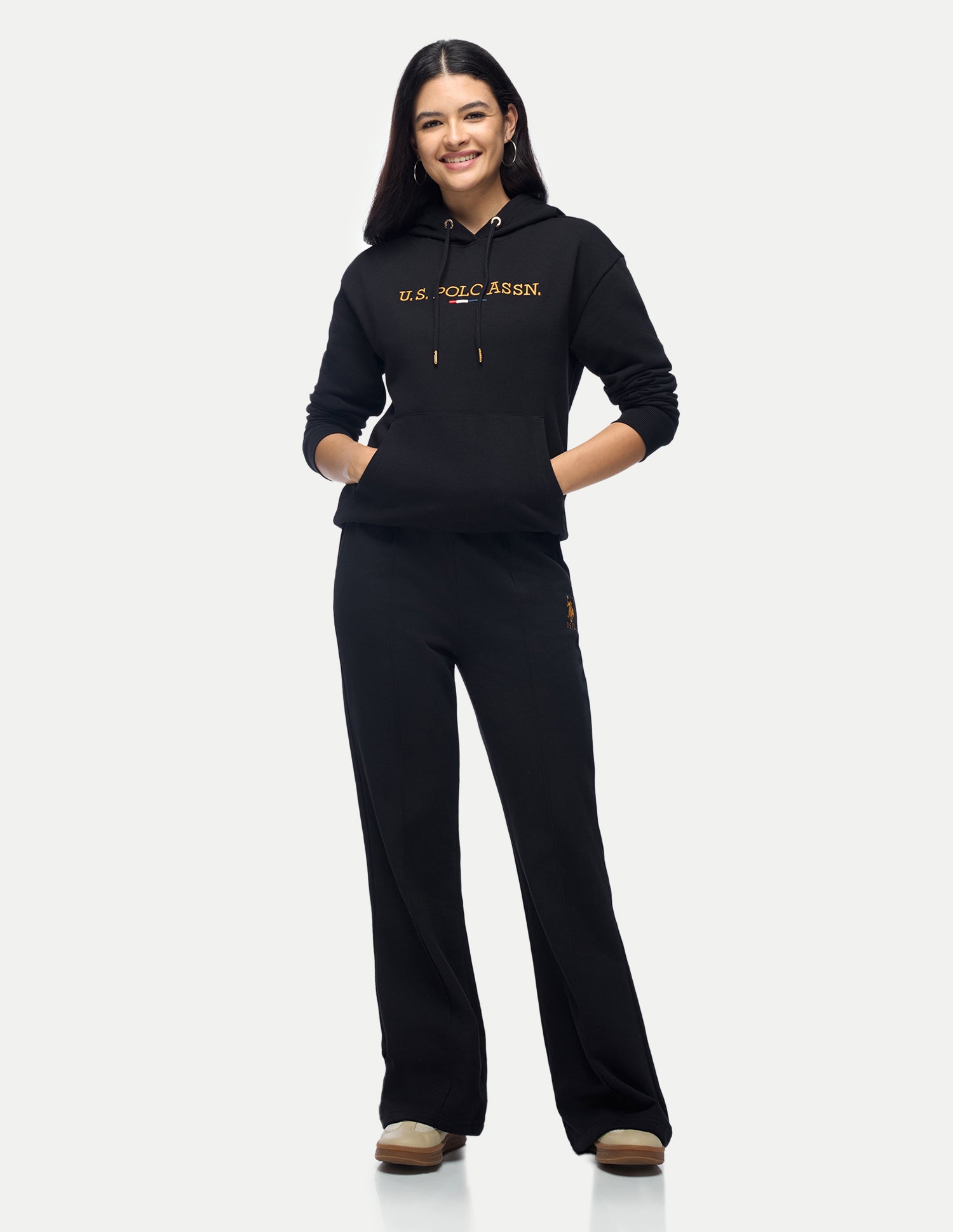 Brand Embroidered Relaxed Fit Sweatshirt Black - U.S. Polo Assn. India | Large