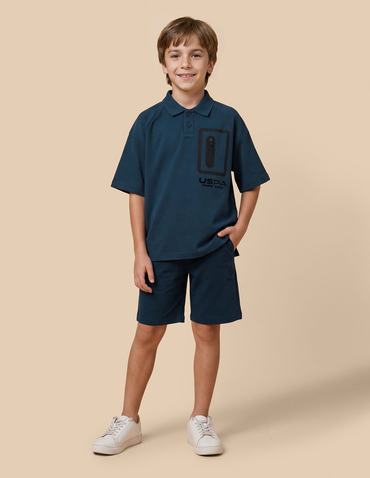 Solid Oversized Fit Polo Shirt Dark Blue - U.S. Polo Assn. India | Large