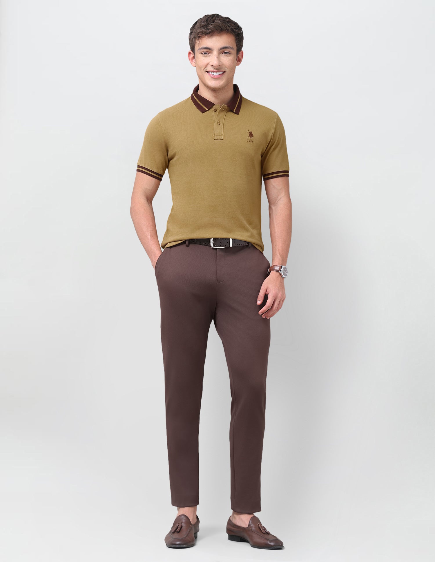 Solid Regular Fit Polo Shirt Mustard - U.S. Polo Assn. India | Large
