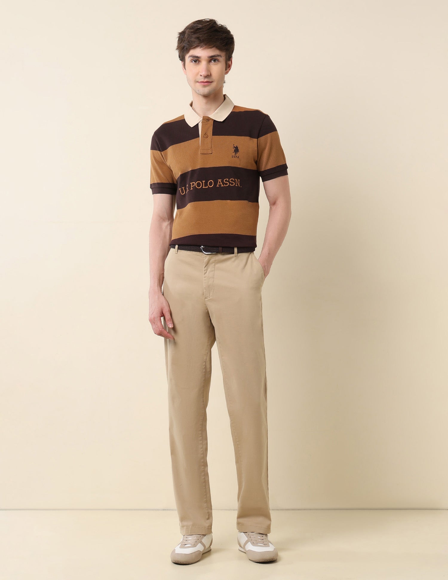 Horizontal Striped Classic Polo Shirt Mustard - U.S. Polo Assn. India | Large