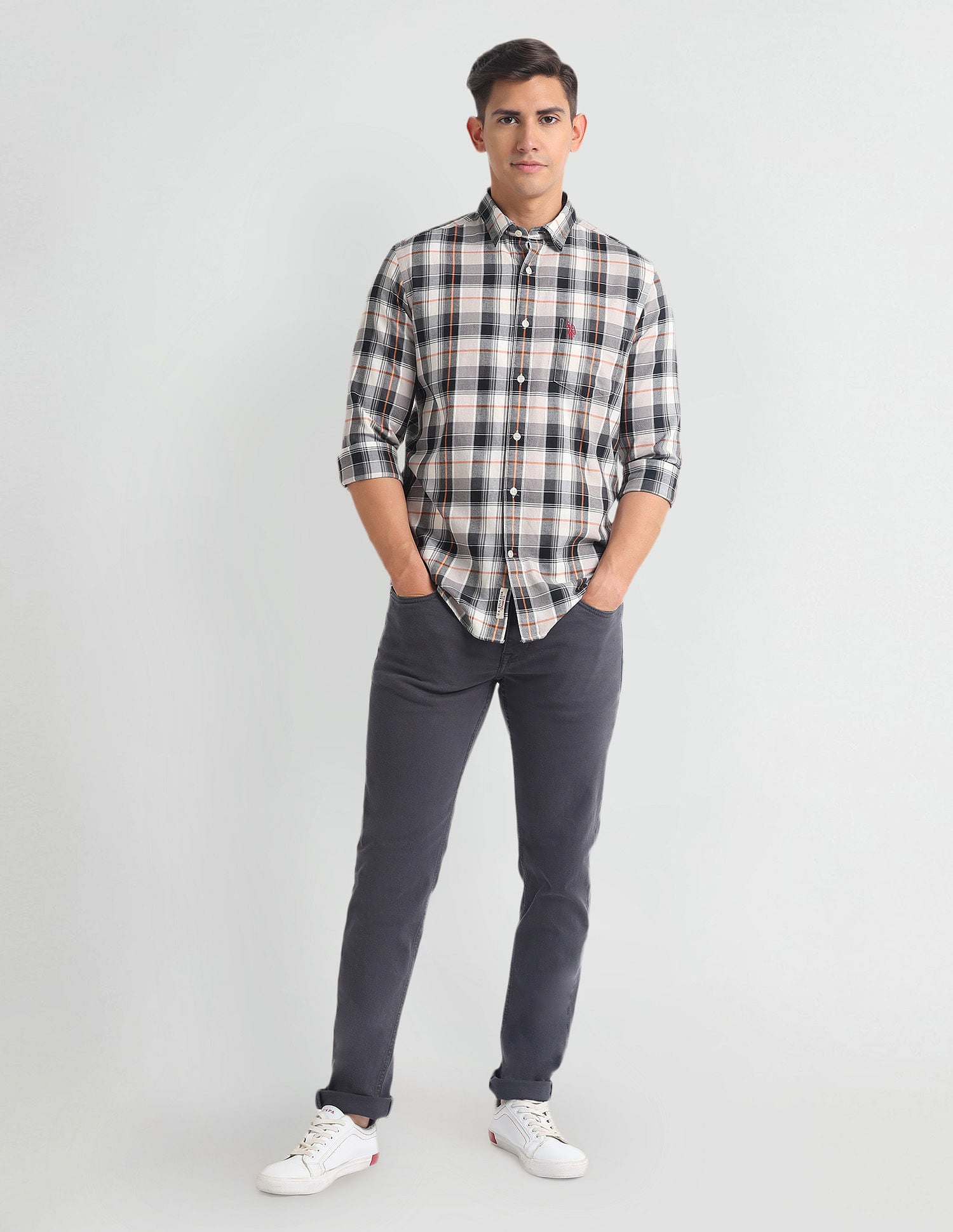 Tartan Check Slim Fit Shirt Black - U.S. Polo Assn. India | Large