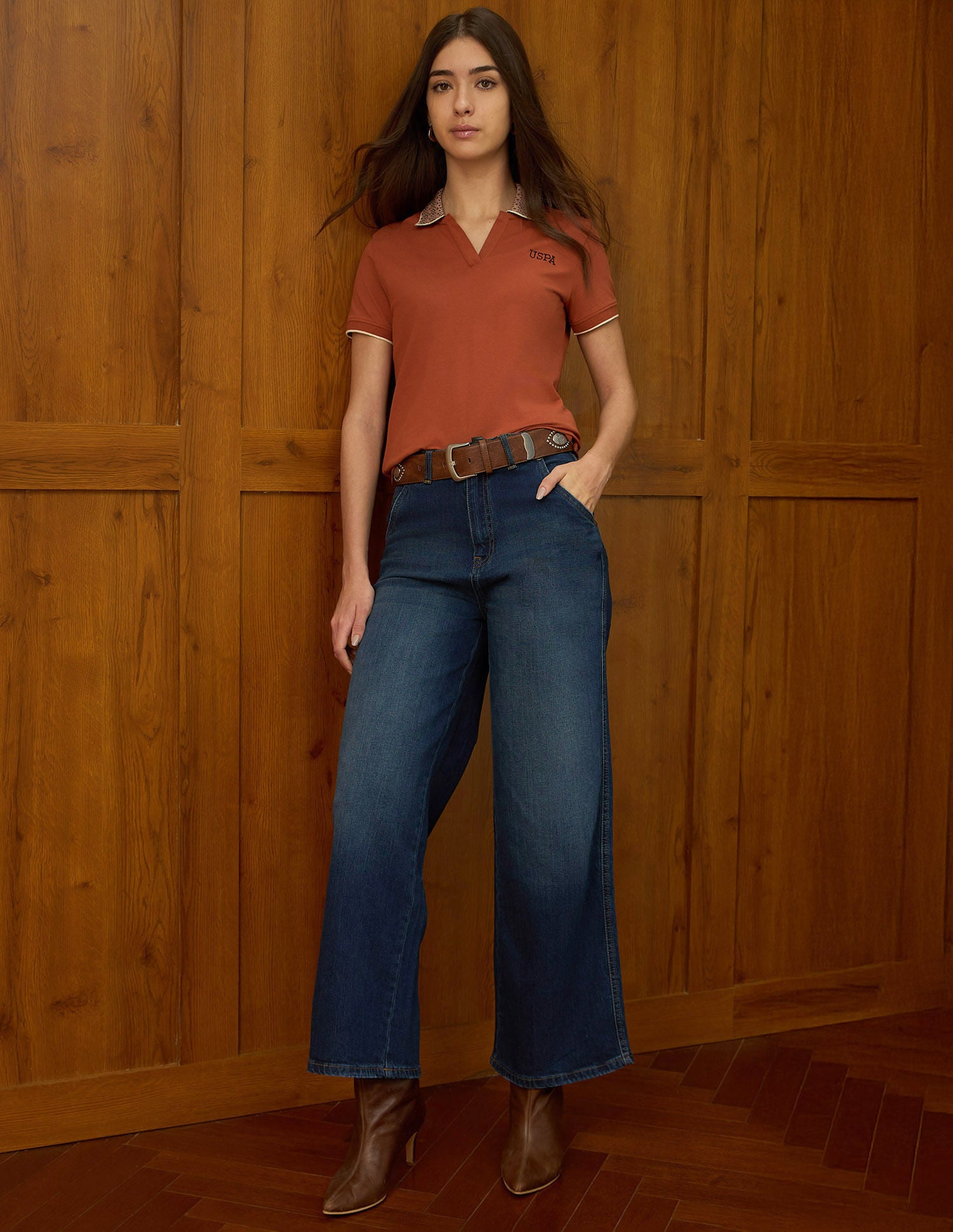 High Rise Baggy Fit Jeans Dark Blue - U.S. POLO ASSN. | Large