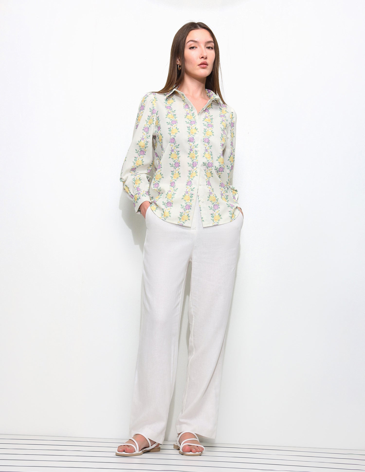 Floral Printed Regular Fit Shirt Off White - U.S. Polo Assn. India | Large