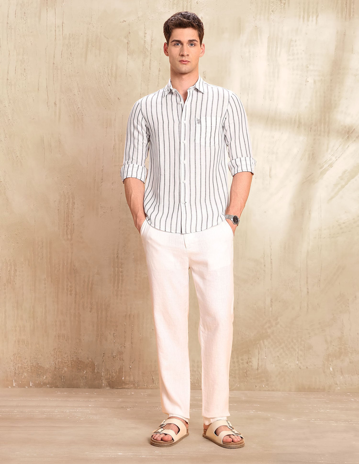 Vertical Striped Tailored Fit Shirt Choco - U.S. POLO ASSN. | Large