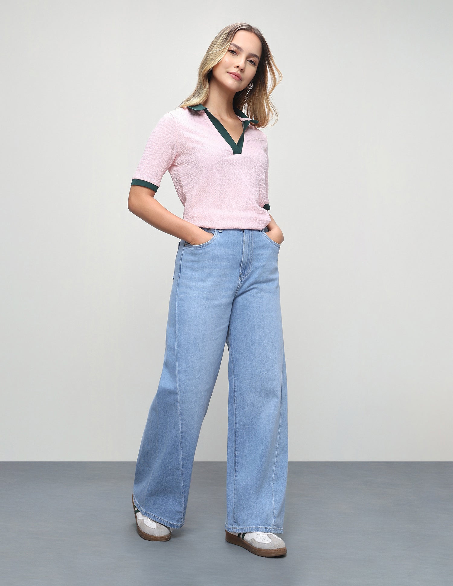 Light Washed Wide Leg Fit Jeans Light Blue - U.S. Polo Assn. India | Large