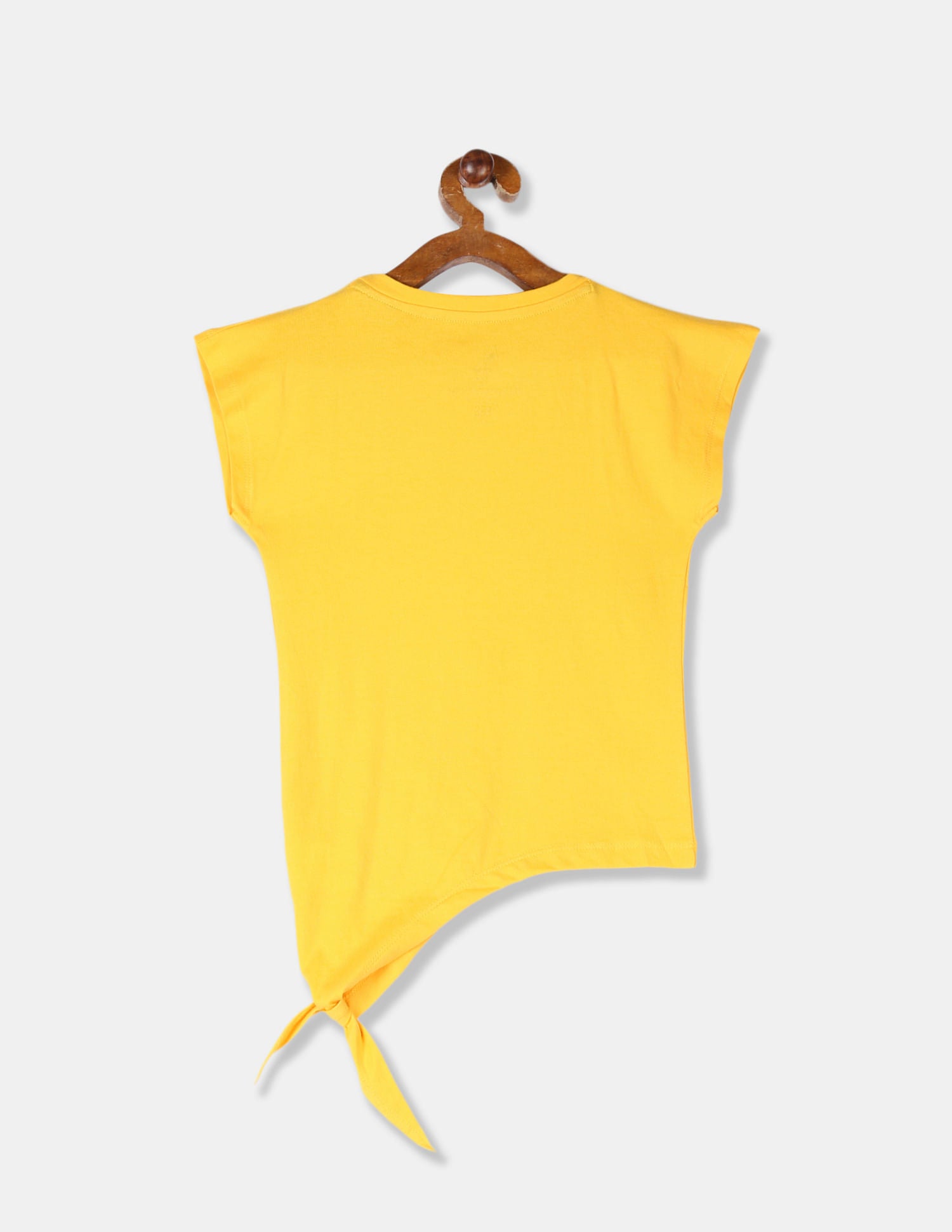 Girls Yellow Flippy Sequin Embellished Tie Up Hem T-Shirt Yellow - U.S. POLO ASSN. | Large