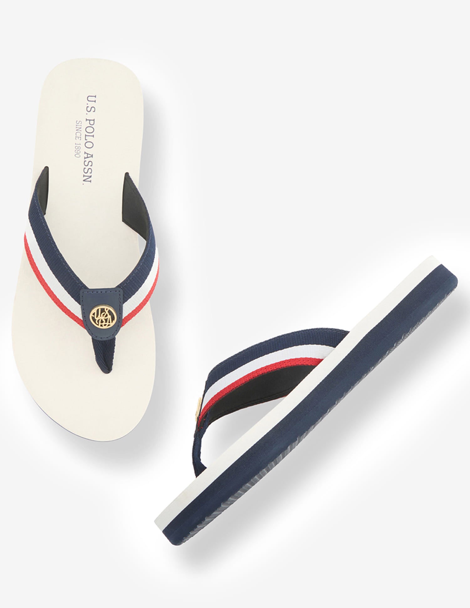 Miyabi Striped Flip Flops White - U.S. Polo Assn. India | Large