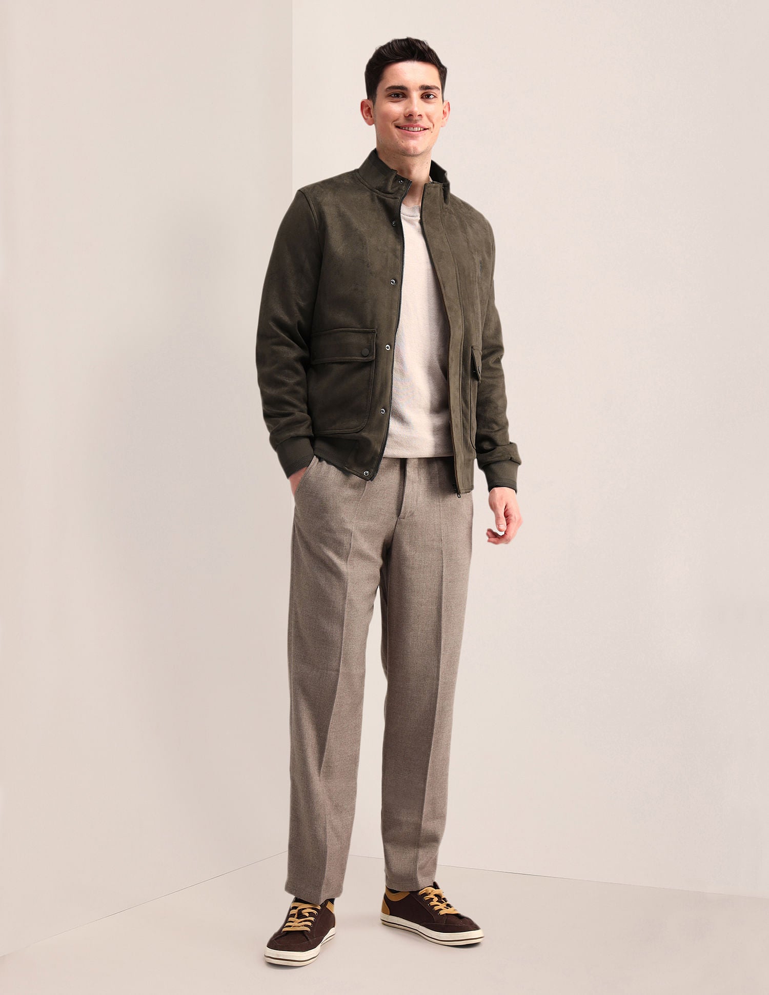 Regular Fit Solid Casual Jacket Olive - U.S. POLO ASSN. | Large