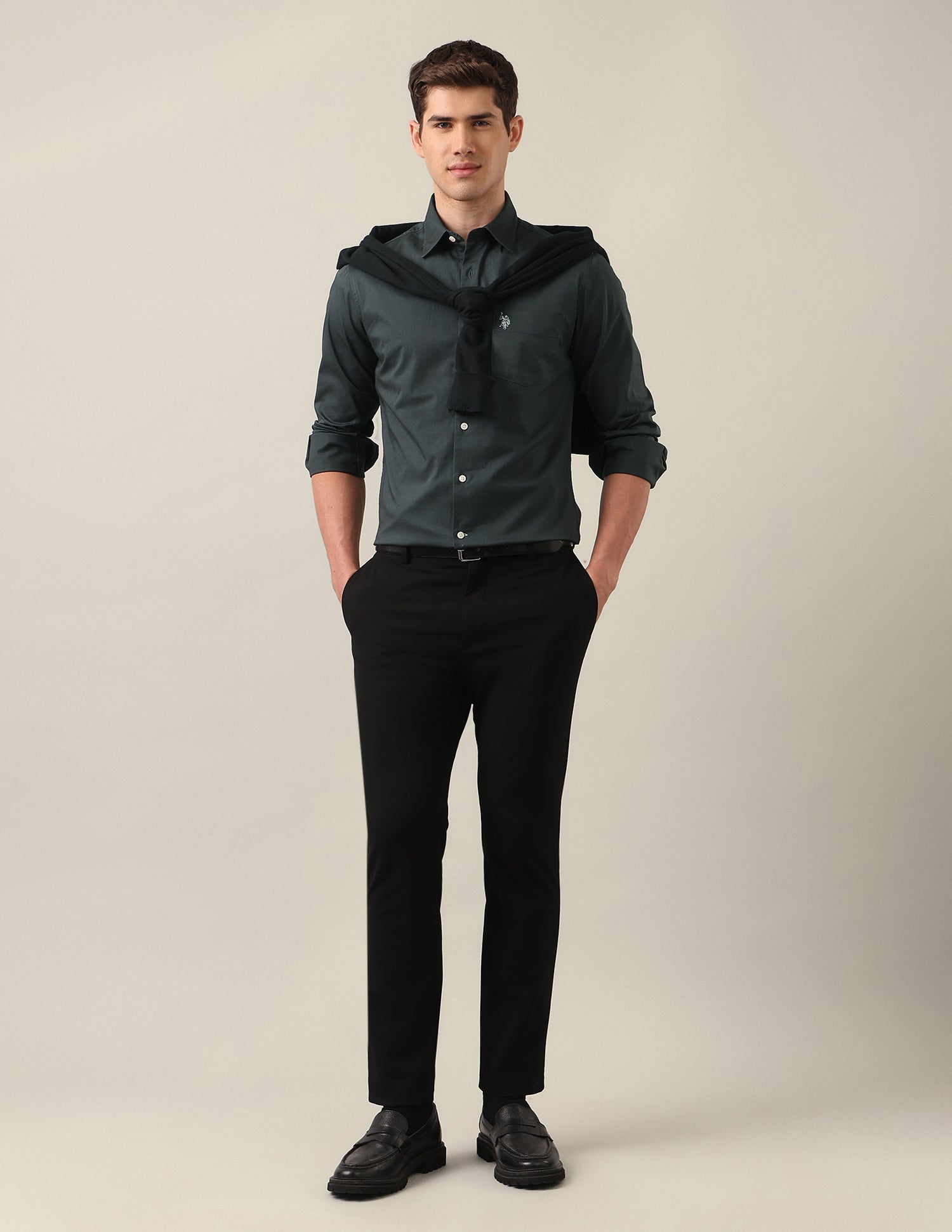 Twill Tailored Fit Shirt Grey - U.S. Polo Assn. India | Large