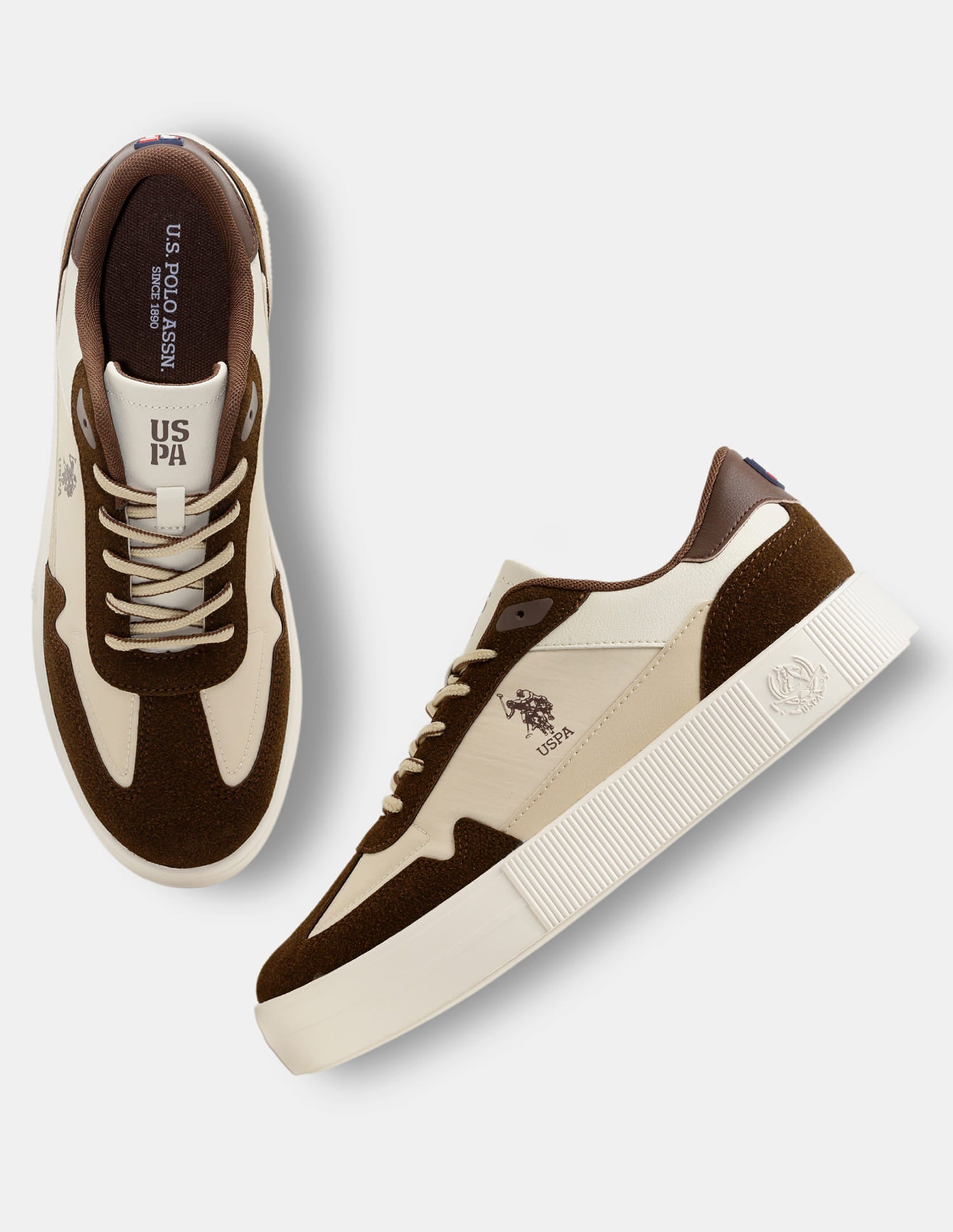 Men Colourblocked Solren Sneakers Beige - U.S. Polo Assn. India | Large