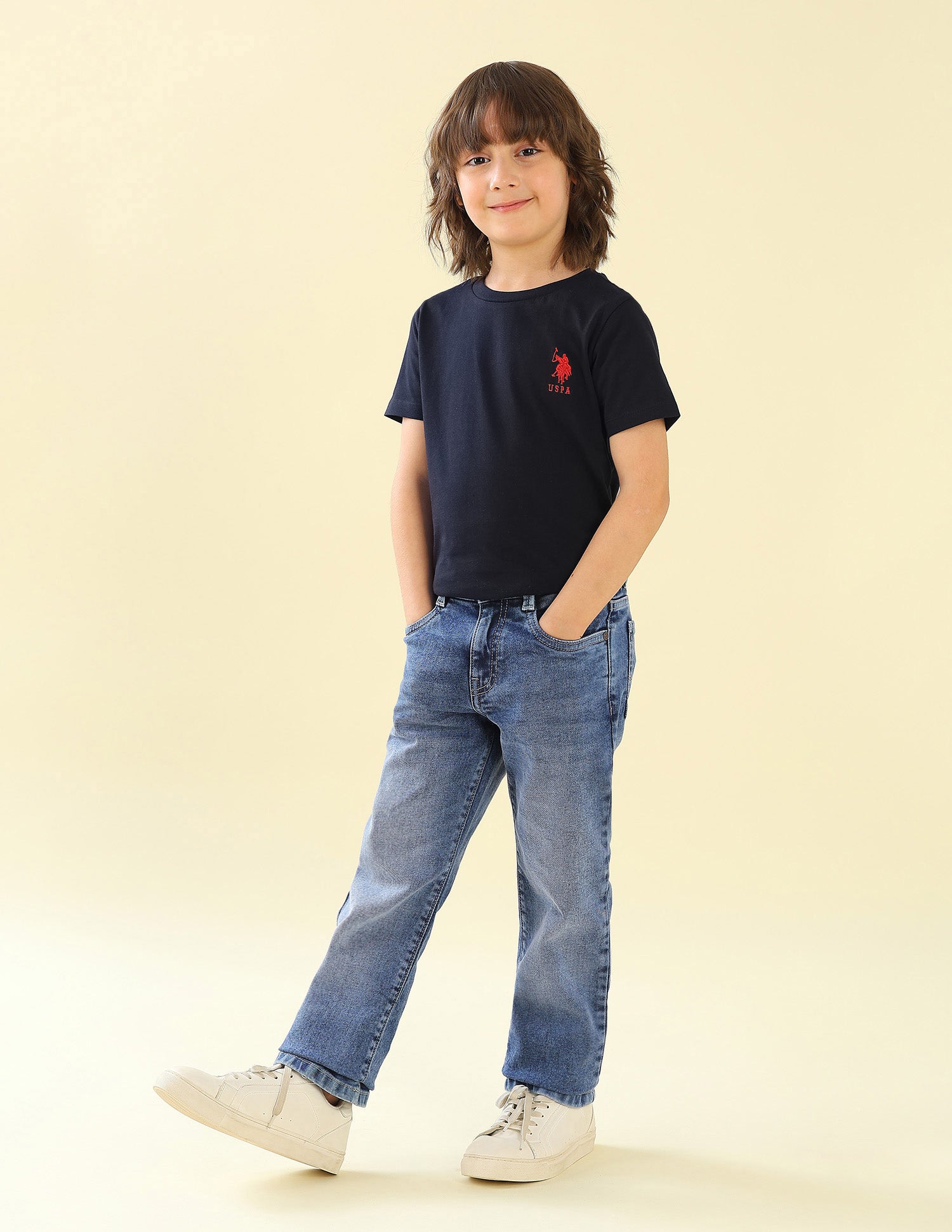 Relaxed Fit Whiskered Jeans Light Indigo - U.S. Polo Assn. India | Large