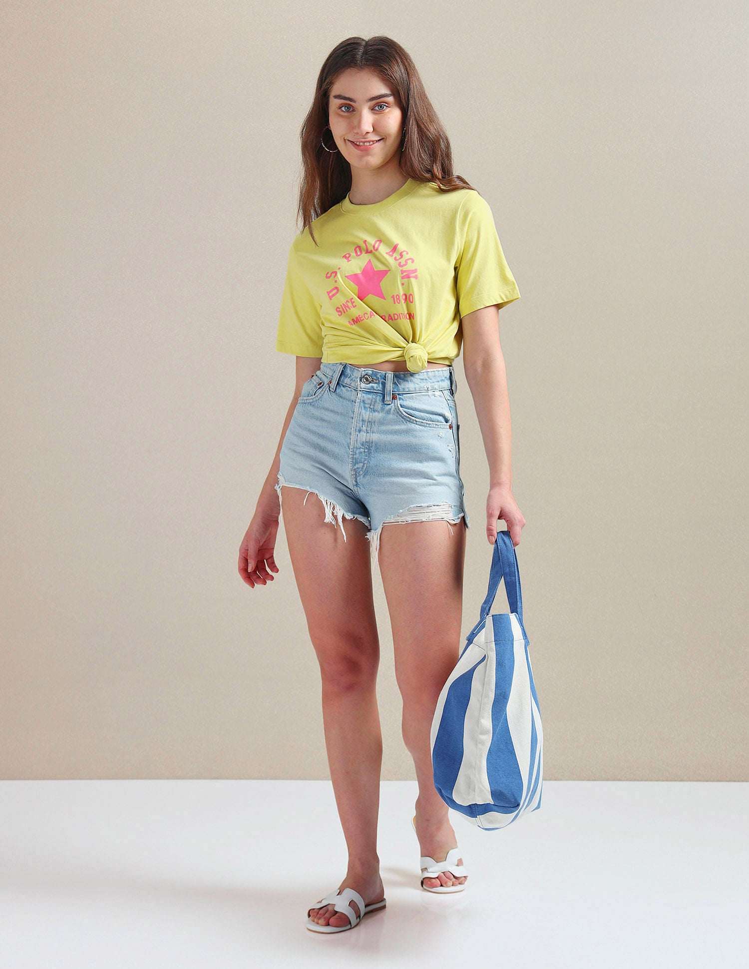 Pure Cotton Printed T-Shirt Yellow - U.S. POLO ASSN. | Large