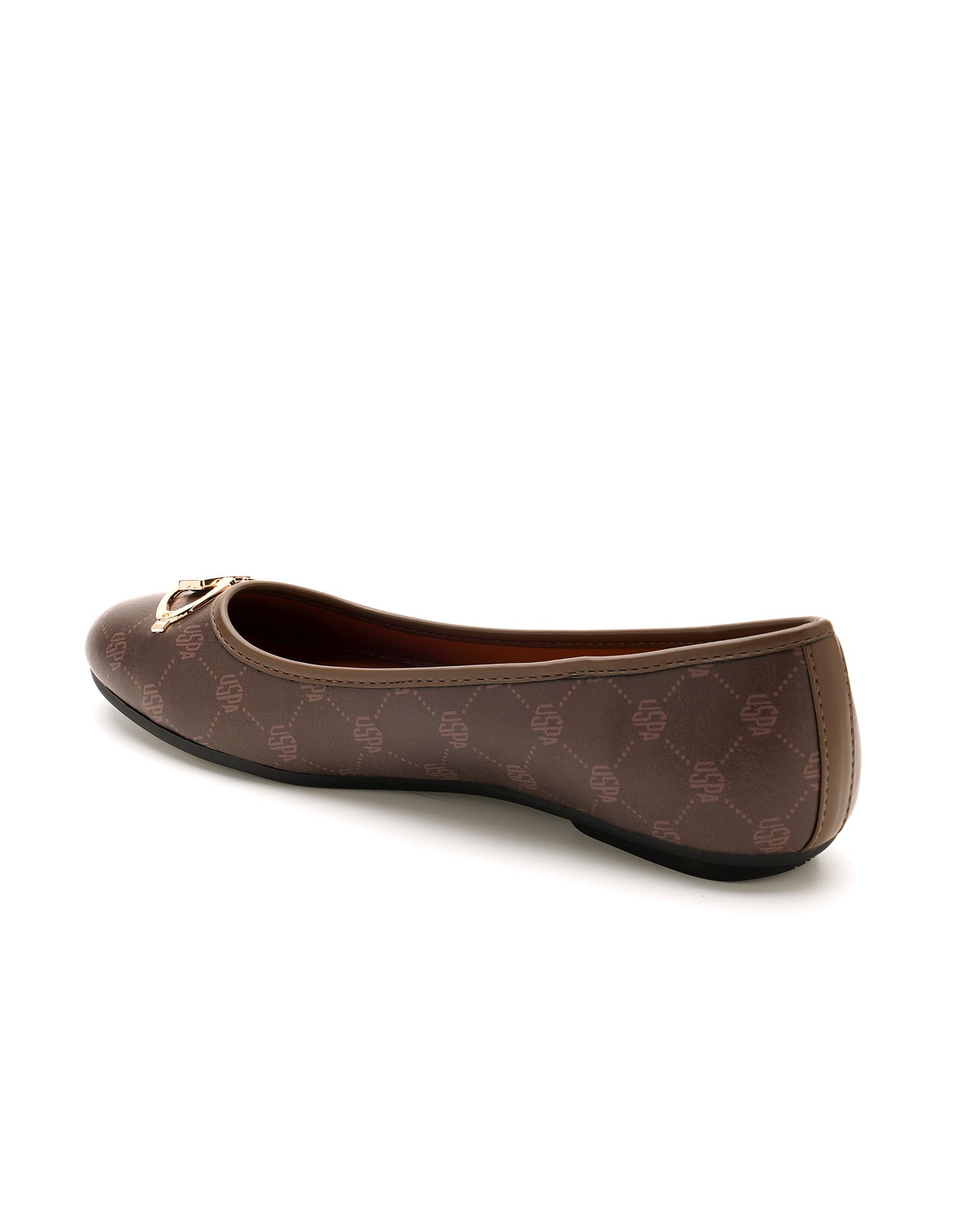 Panelled All Over Monogram Gloria Ballerinas Tan - U.S. Polo Assn. India | Large
