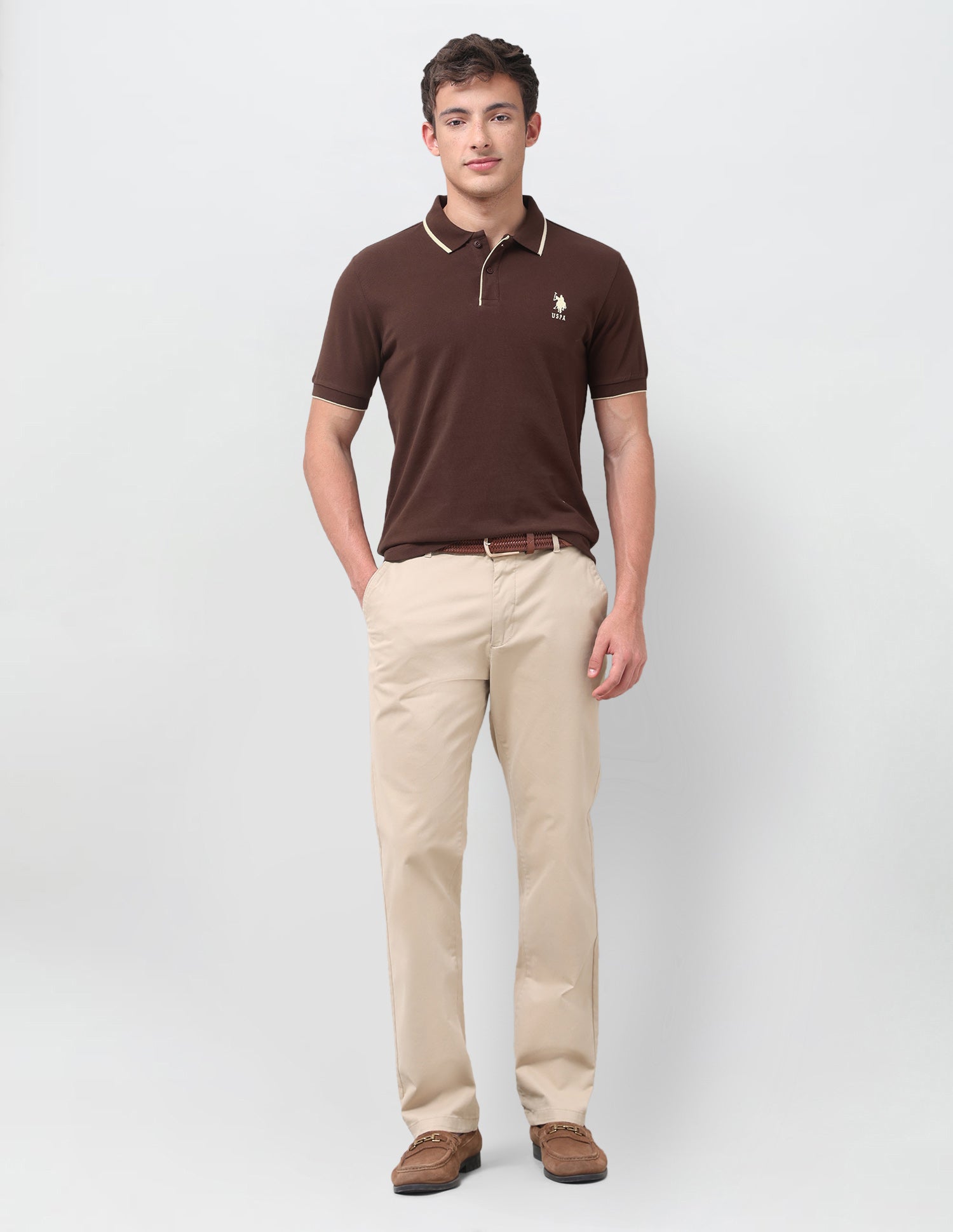 Solid Regular Fit Polo Shirt Dark Brown - U.S. Polo Assn. India | Large