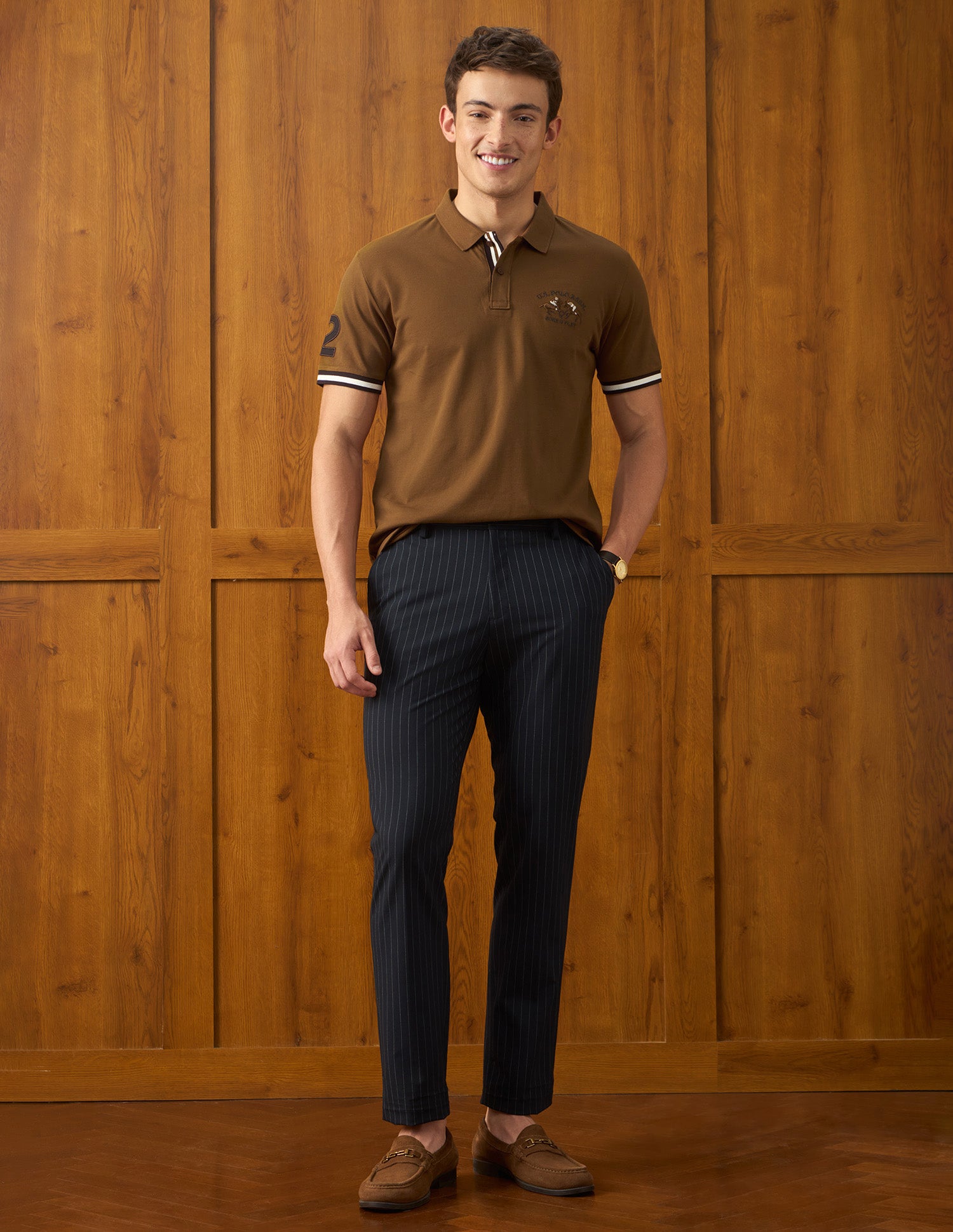 Solid Slim Fit Polo Shirt Brown - U.S. Polo Assn. India | Large