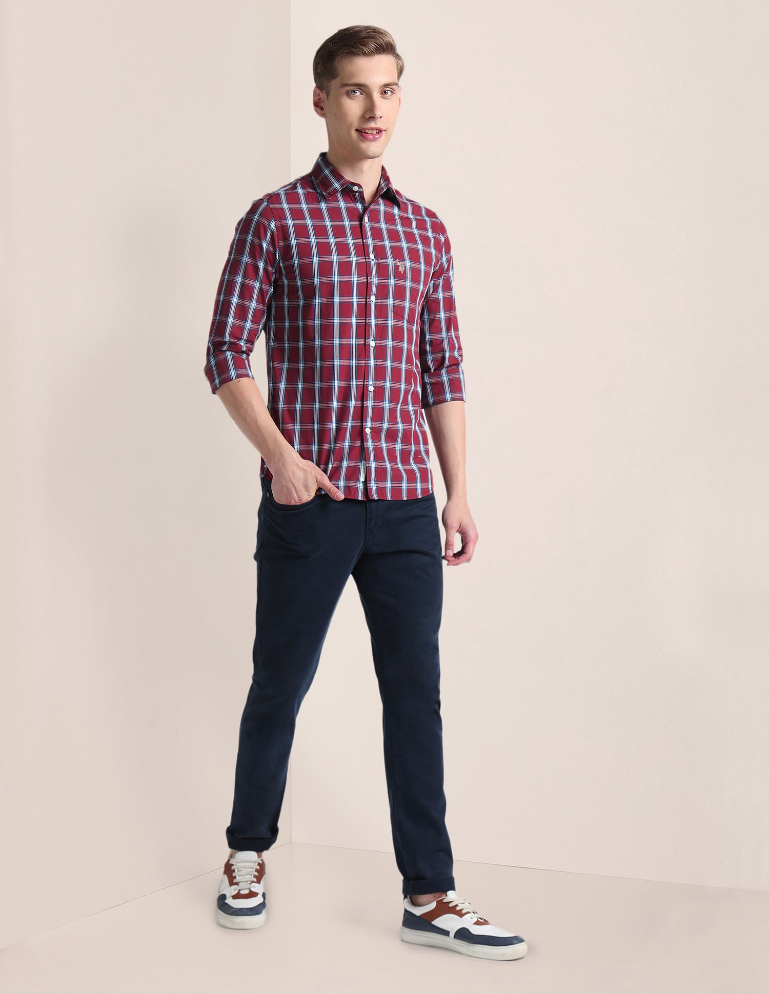Tartan Check Tailored Fit Shirt Red - U.S. Polo Assn. India | Large
