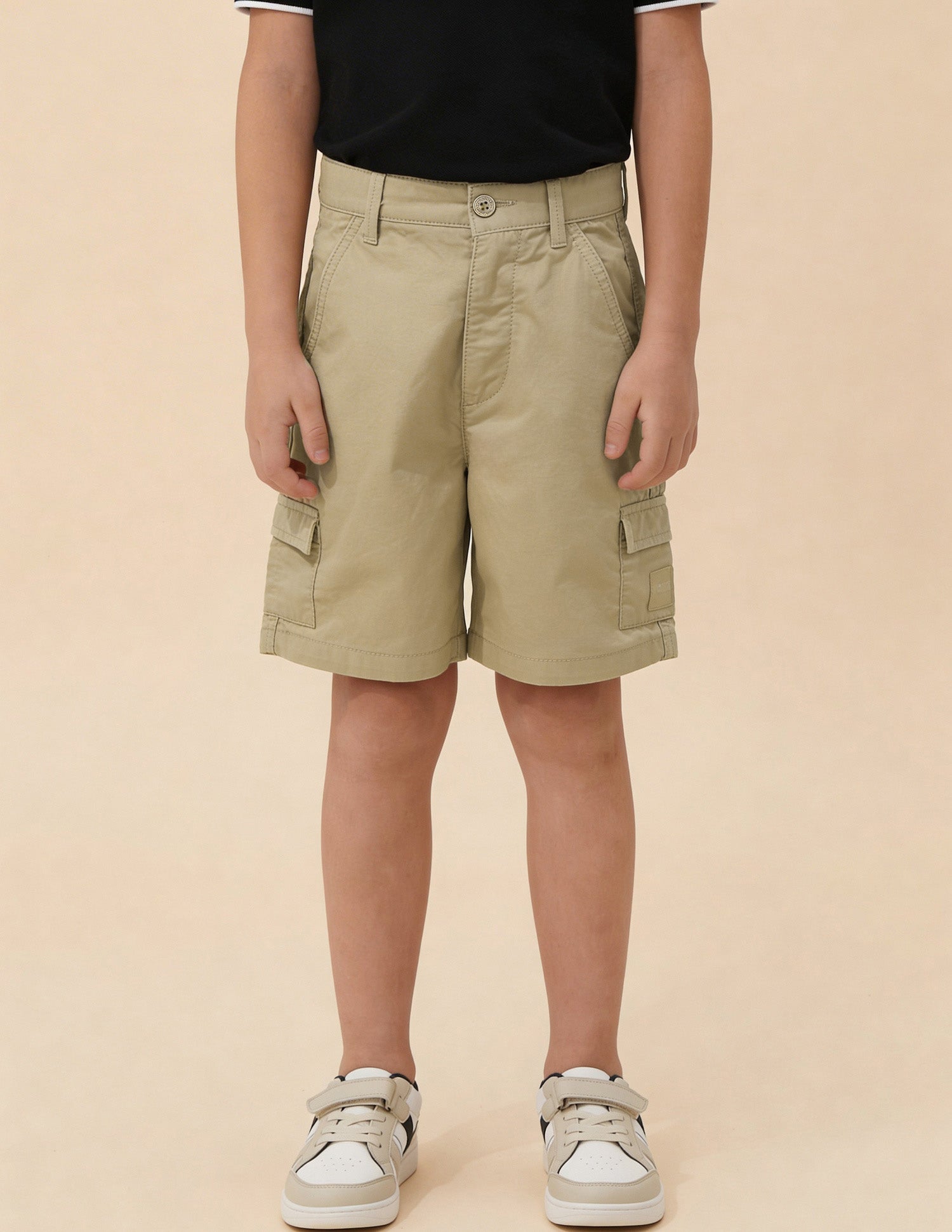 Mid Rise Relaxed Fit Shorts Beige - U.S. Polo Assn. India | Large