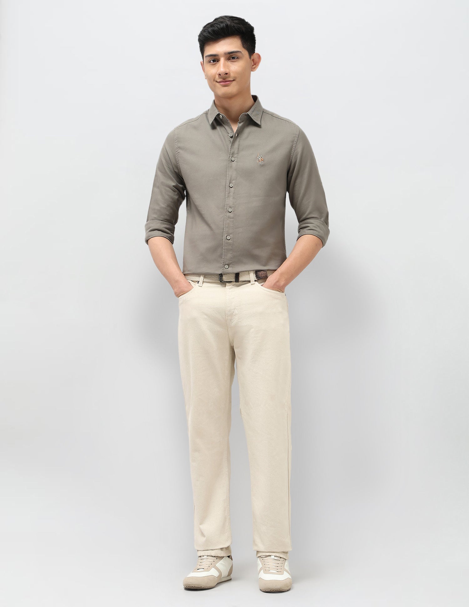 Twill Pure Cotton Shirt Light Olive - U.S. POLO ASSN. | Large