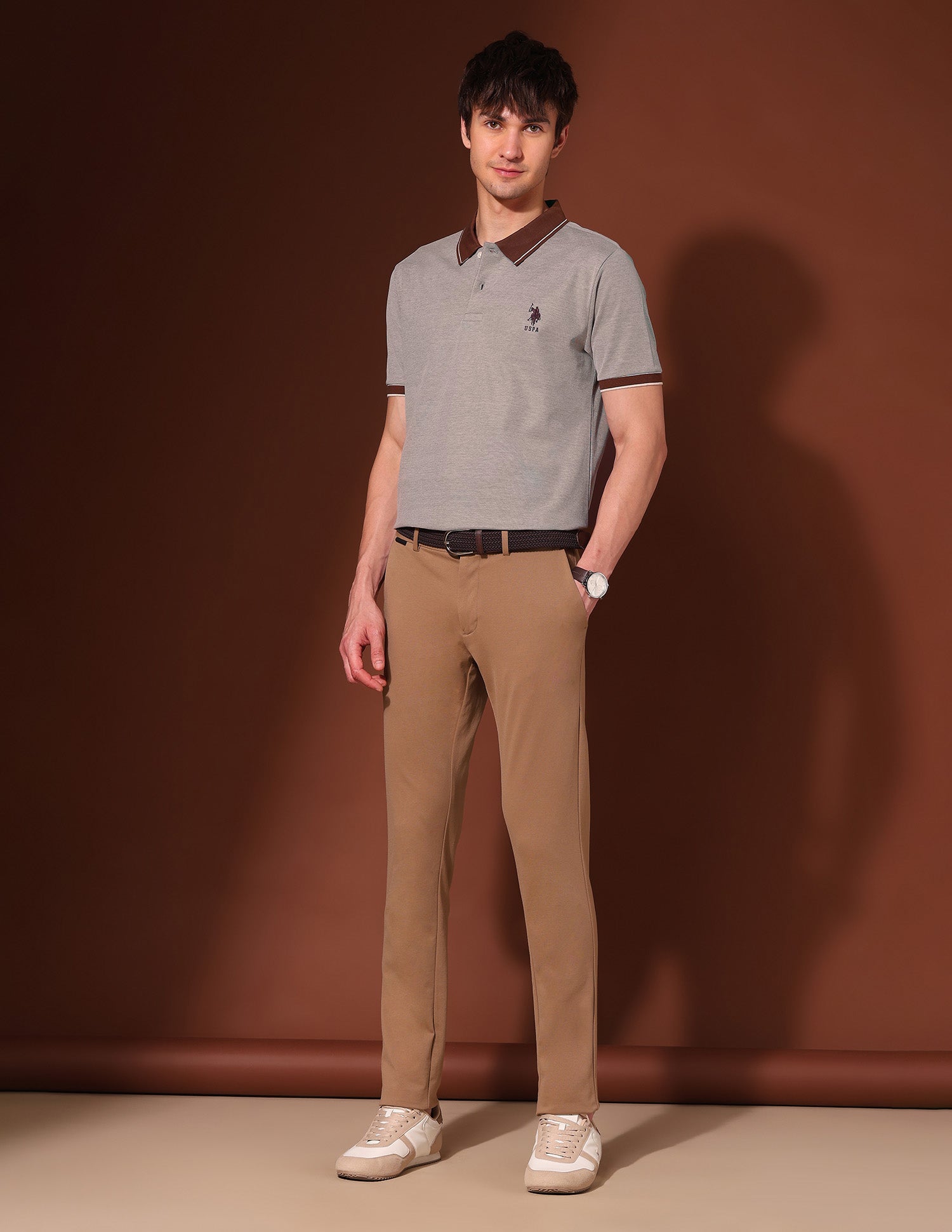 Pure Cotton Working Holiday Polo Shirt Light Brown - U.S. Polo Assn. India | Large