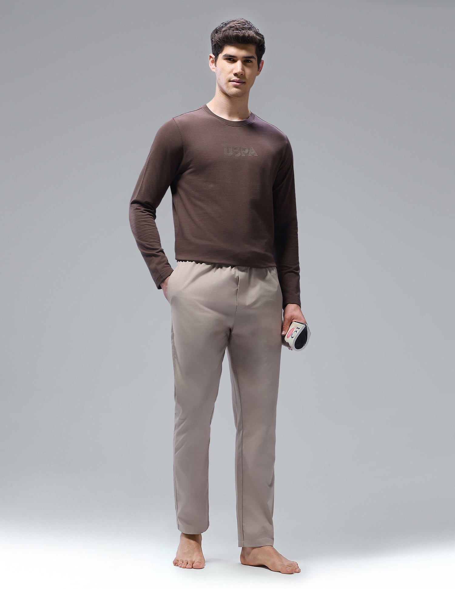 Solid Comfort Fit Loungewear T-Shirt Chestnut - U.S. Polo Assn. India | Large