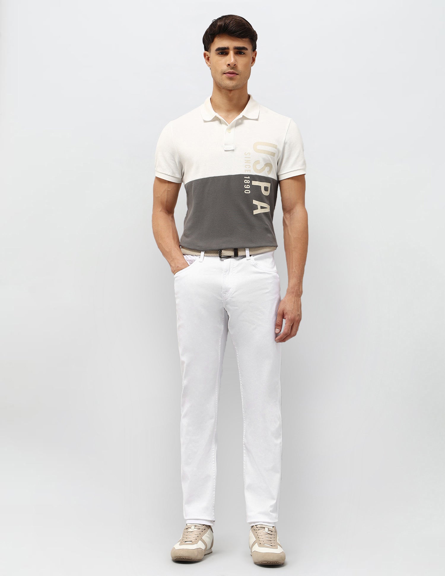 Brandon Slim Tapered Fit White Jeans White - U.S. POLO ASSN. | Large