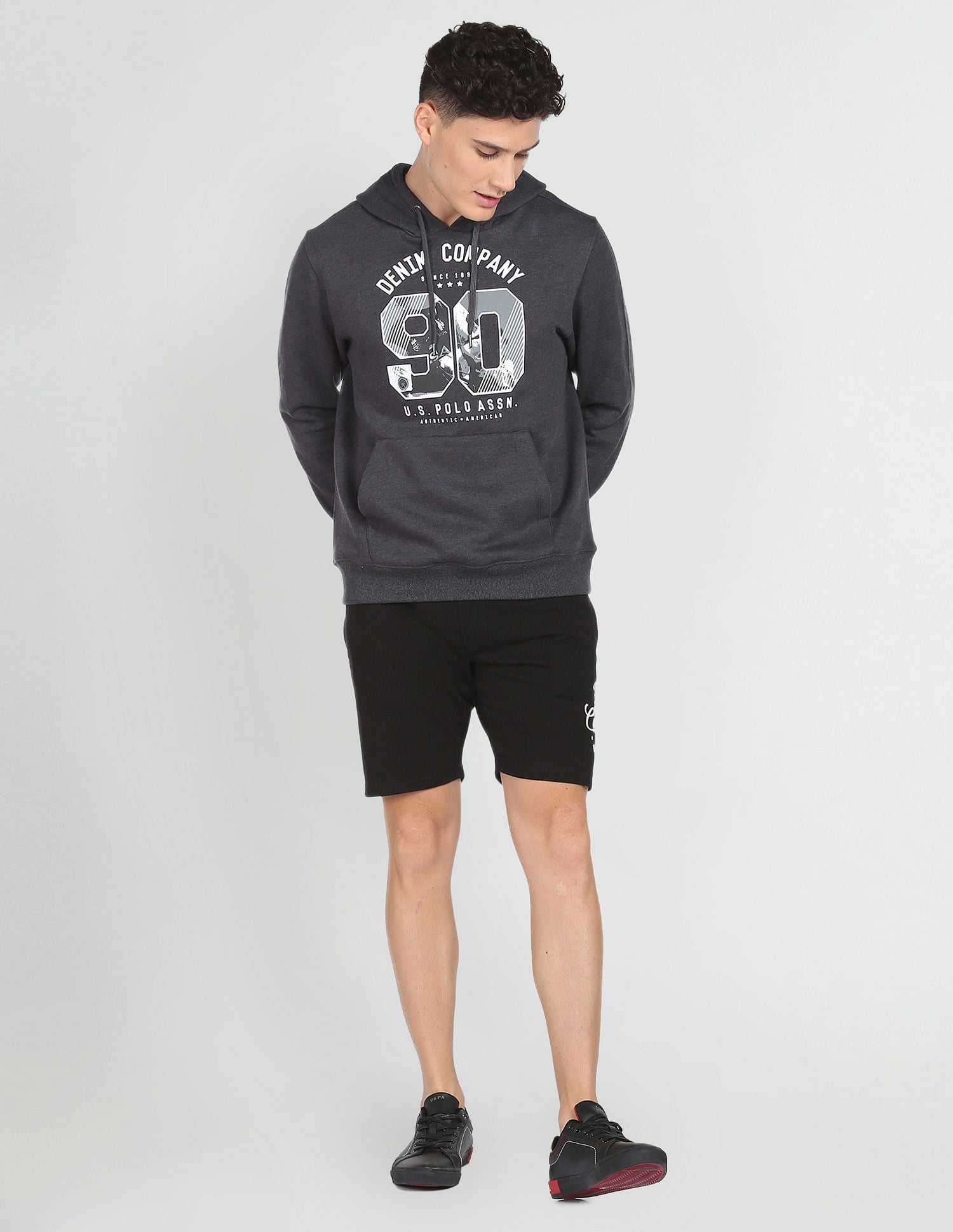 Hooded Graphic Print Sweatshirt Charcoal - U.S. POLO ASSN. | Large