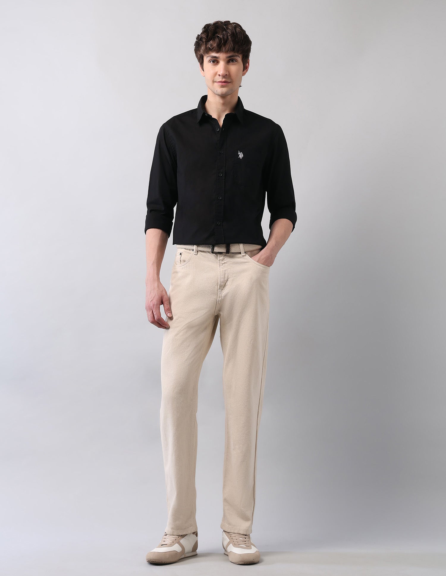 Pure Cotton Regular Fit Shirt Black - U.S. Polo Assn. India | Large