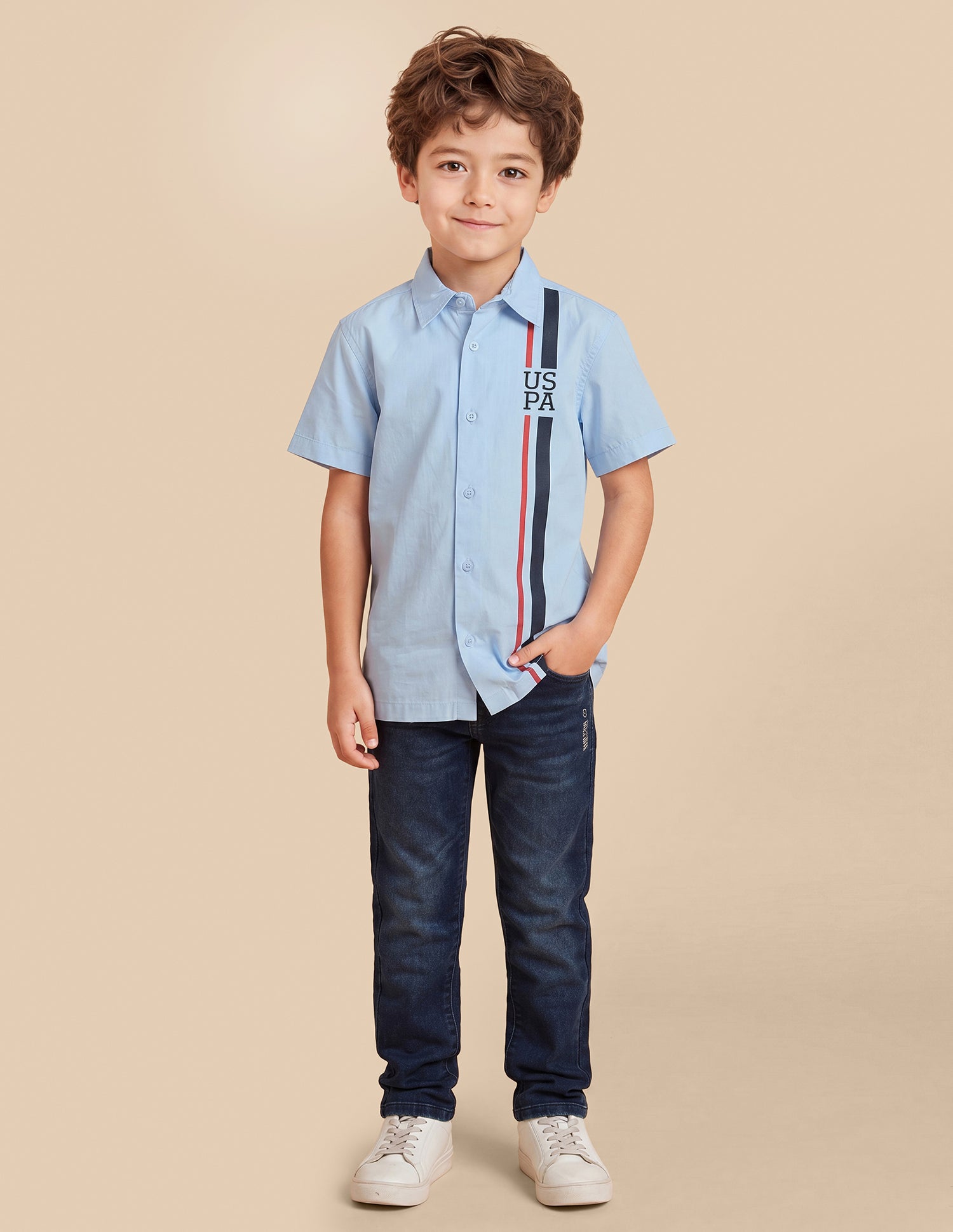 Solid Regular Fit Shirt Light Blue - U.S. Polo Assn. India | Large