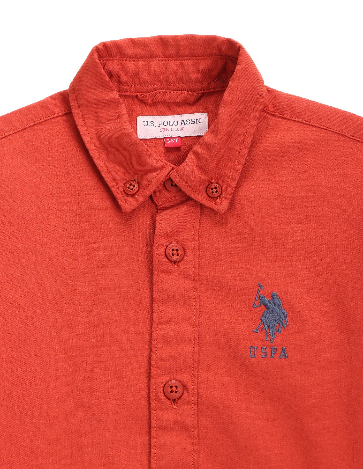 Boys Solid Shirt Dark Orange - U.S. Polo Assn. India | Large