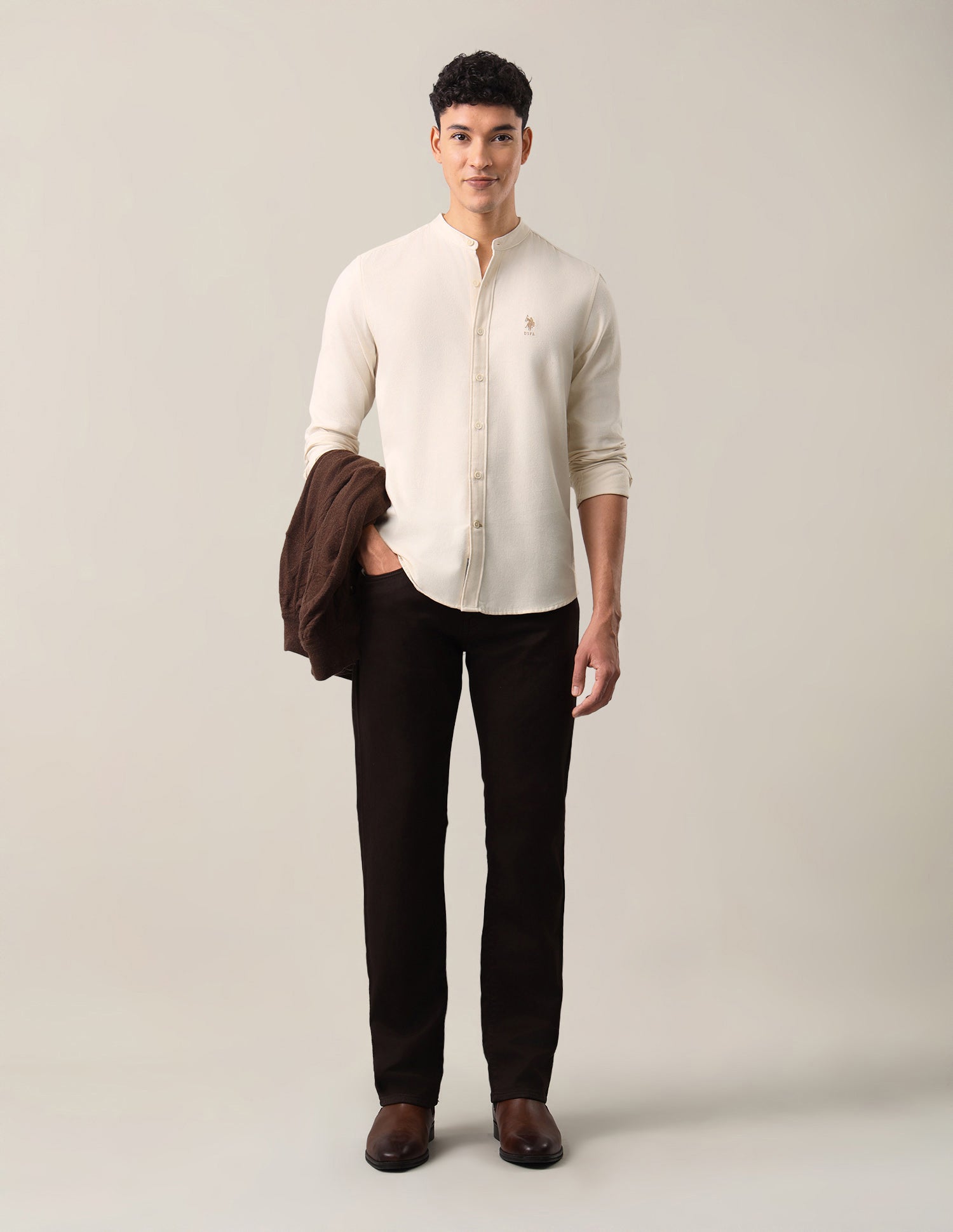 Twill Solid Shirt Ecru - U.S. Polo Assn. India | Large
