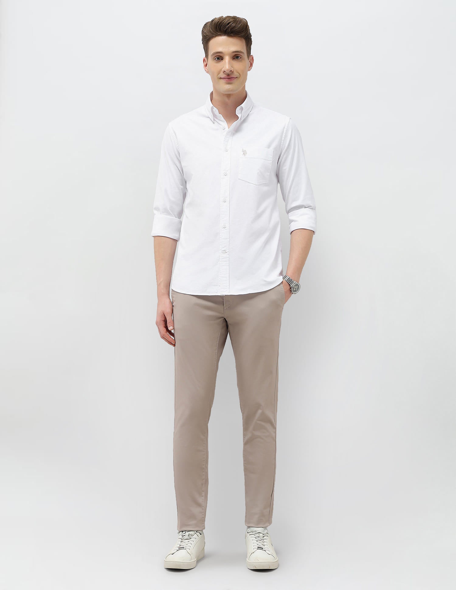 Tailored Fit Oxford Shirt White - U.S. Polo Assn. India | Large
