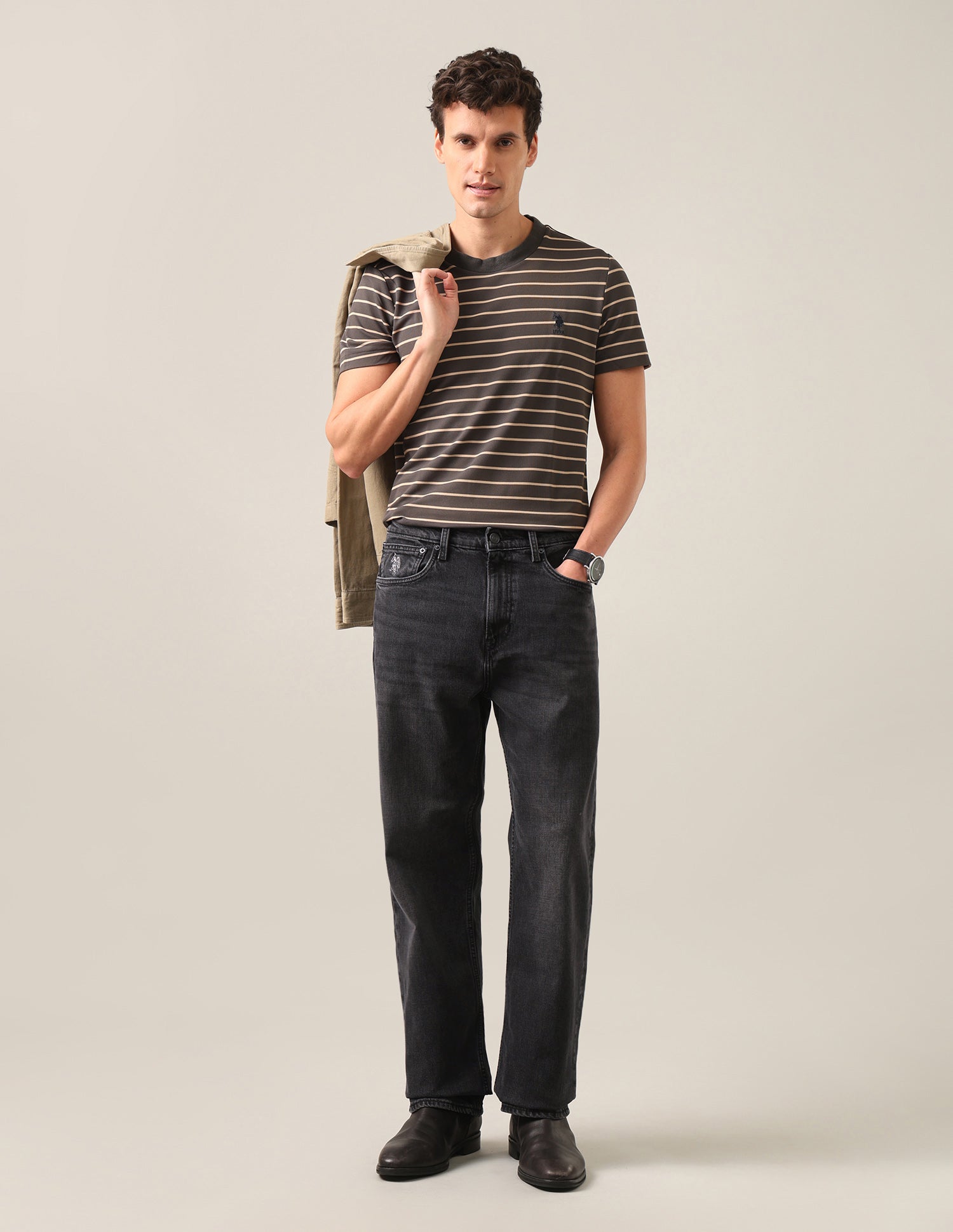 Logan Loose Straight Fit Black Jeans Washed Black - U.S. Polo Assn. India | Large