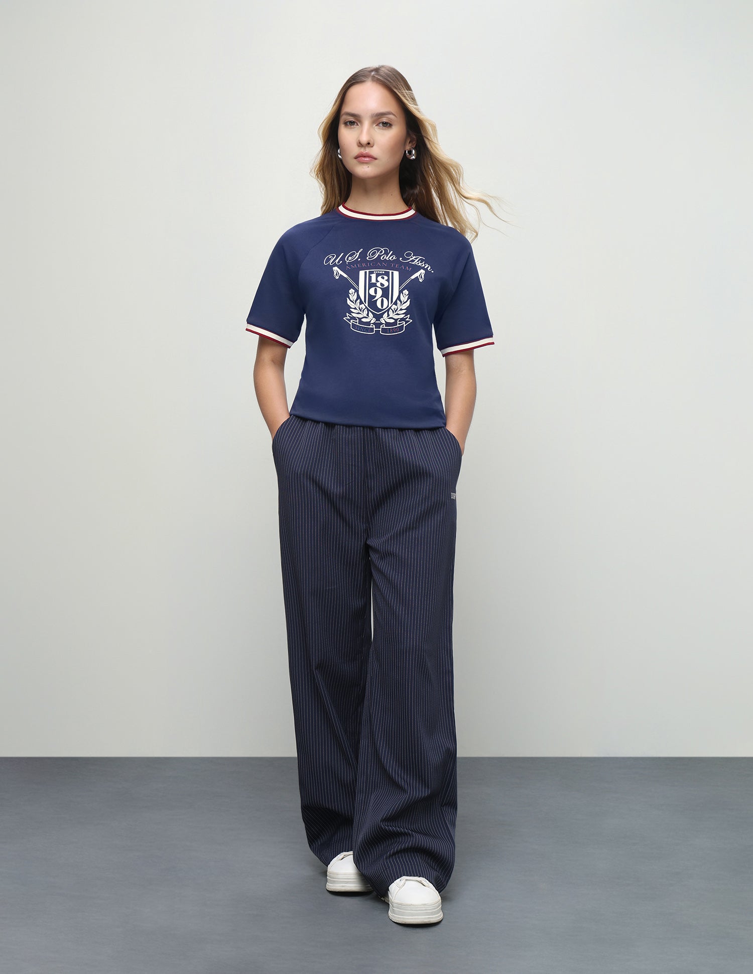 Graphic Brand Printed Boxy Fit T-Shirt Dark Blue - U.S. Polo Assn. India | Large