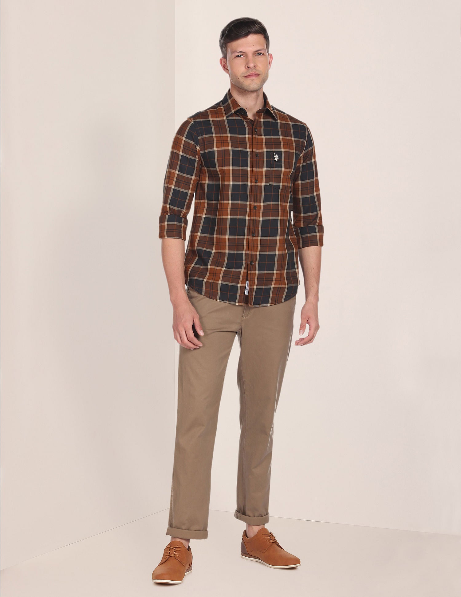 Plaid Check Twill Casual Shirt Brown - U.S. Polo Assn. India | Large