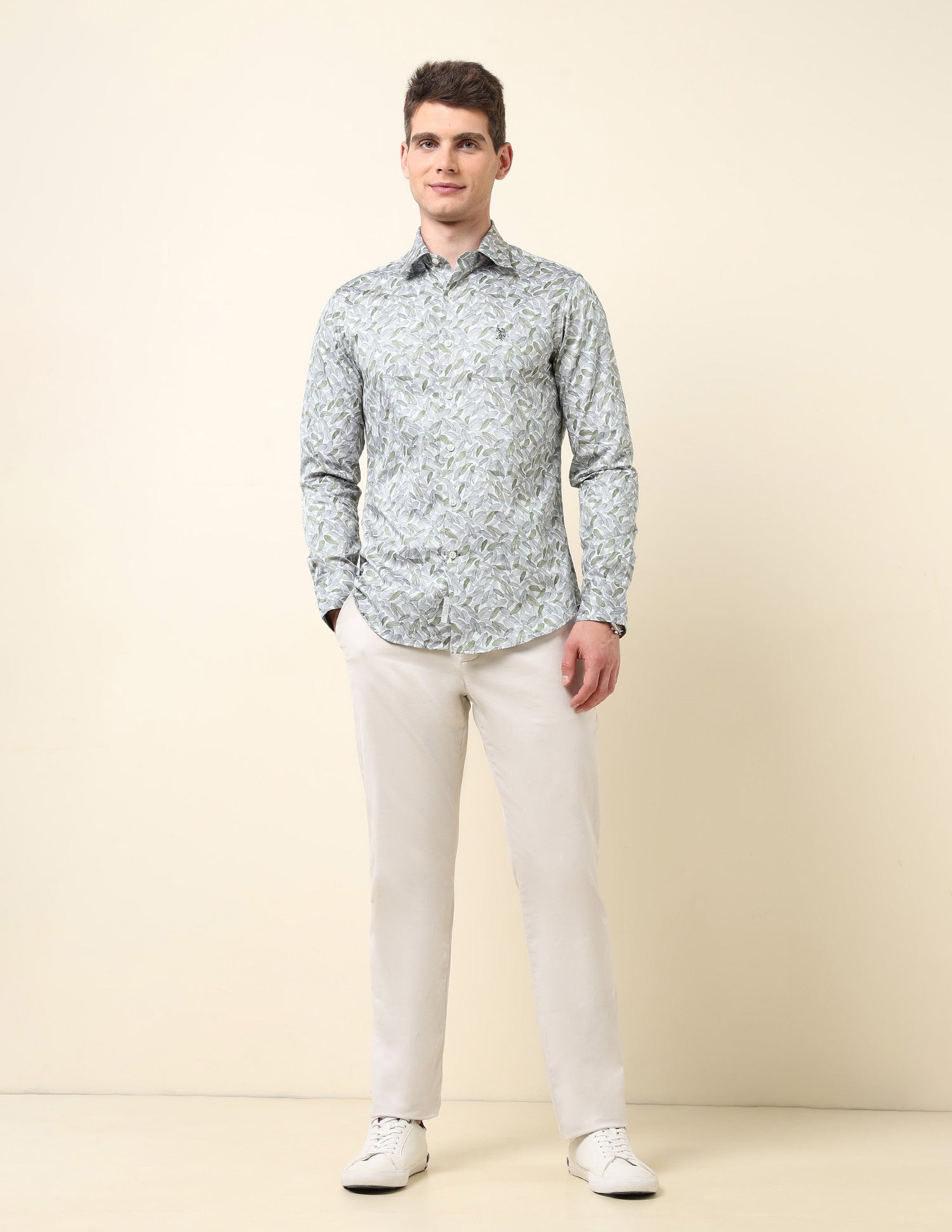 Tropical Printed Satin Shirt Grey - U.S. Polo Assn. India | Large
