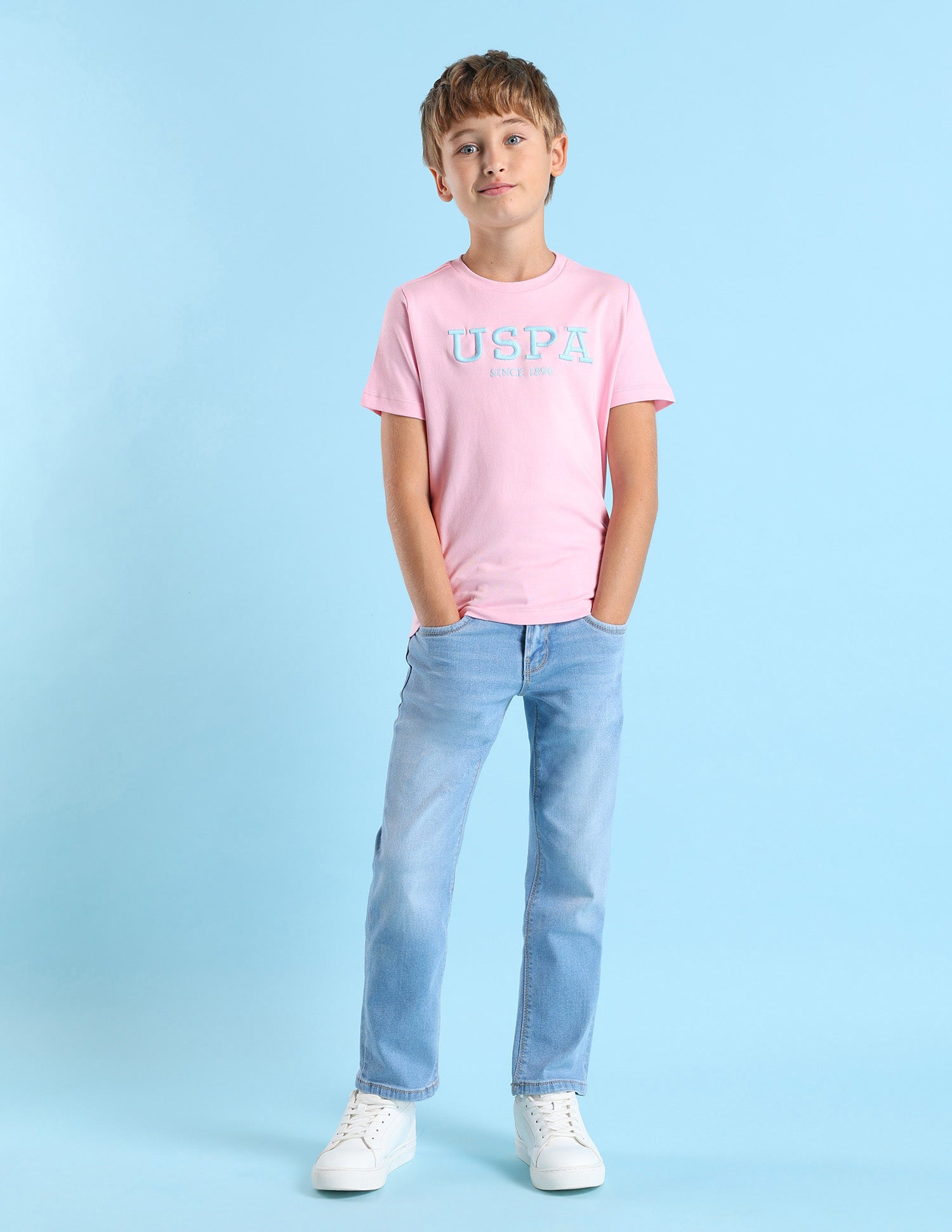 Boys Brand Printed Regular Fit T-Shirt Light Pink - U.S. POLO ASSN. | Large