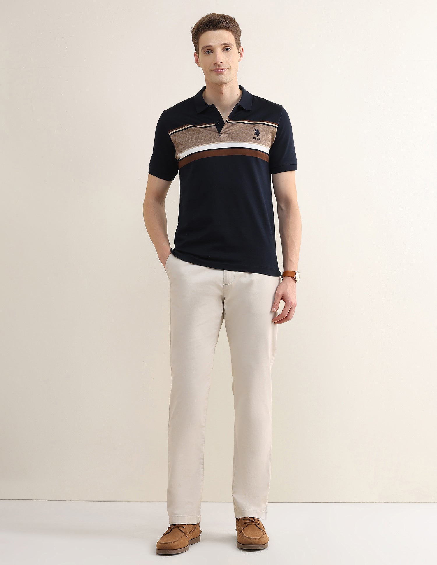Colourblocked Slim Fit Polo Shirt Navy - U.S. Polo Assn. India | Large